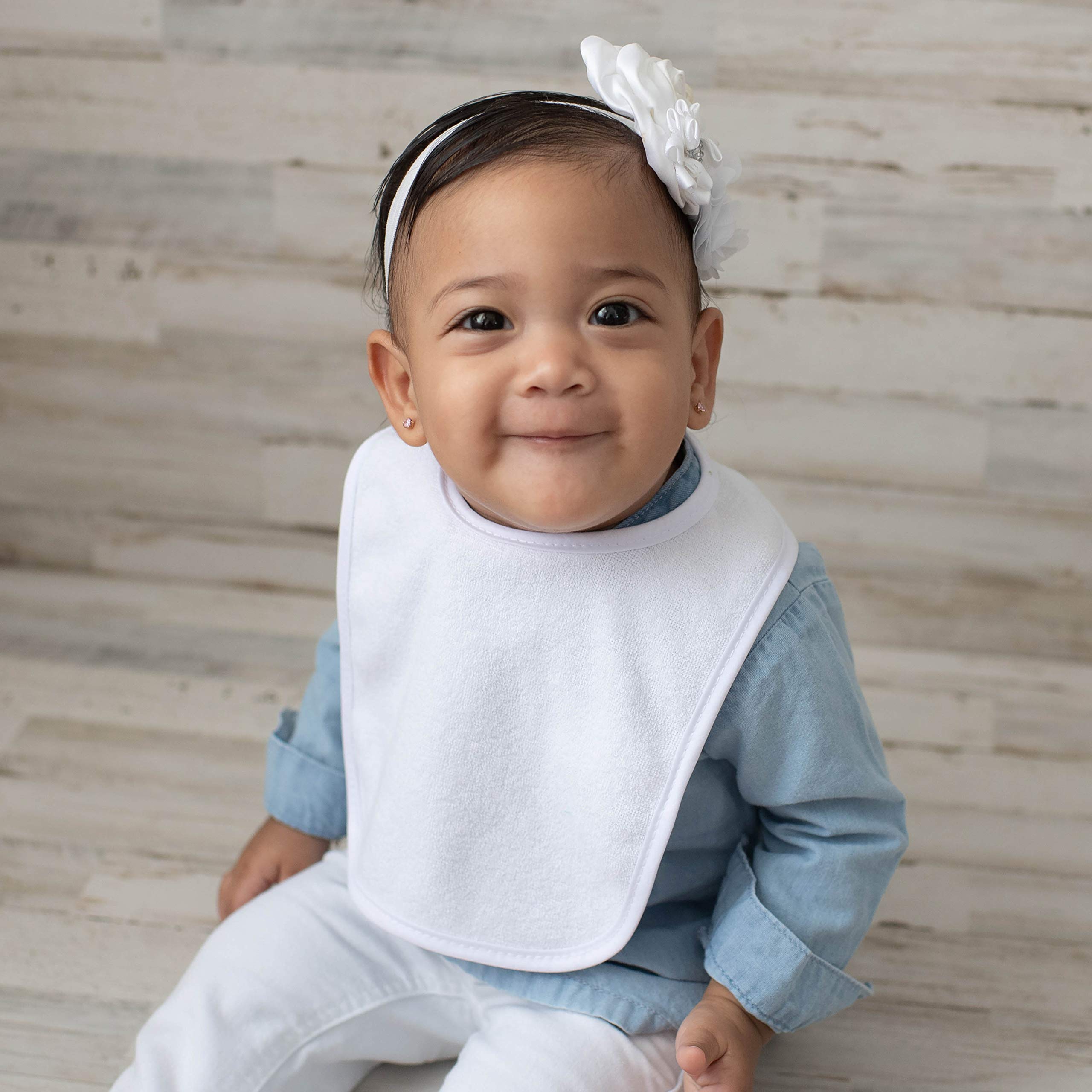 Neat Solutions 2-Ply Knit Terry Solid White Baby Feeder Bibs - 20 Pack | Soft Absorbent Drool Bibs for Infants & Toddlers During Mealtime & Play