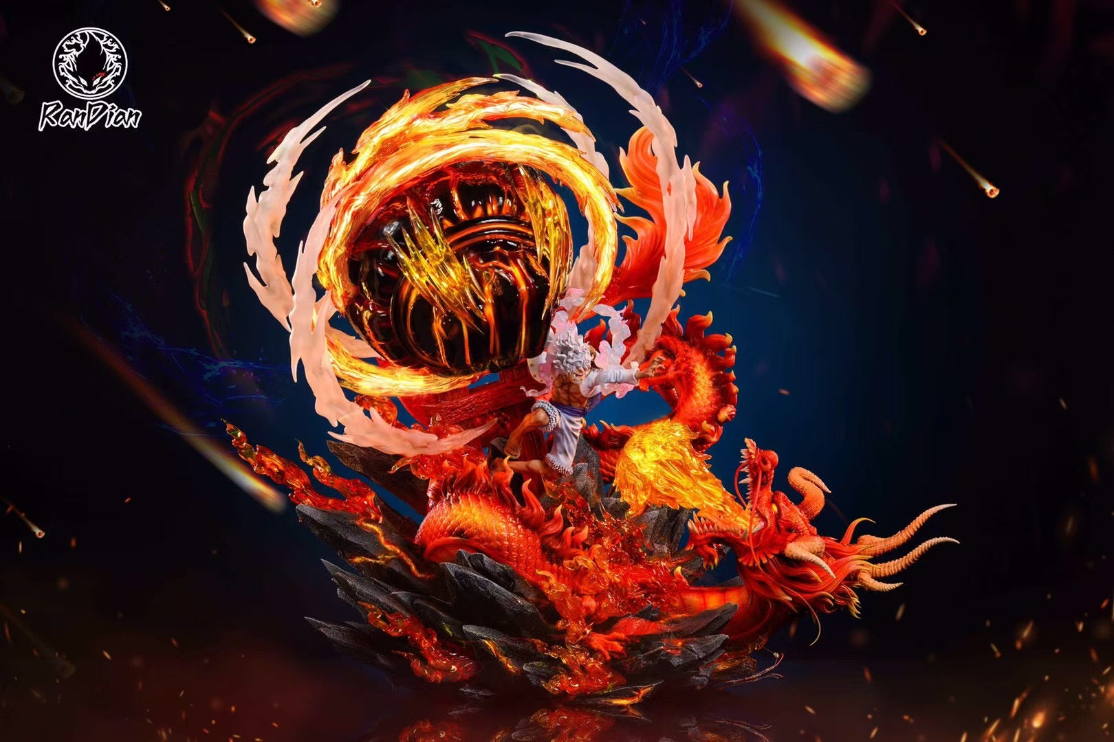 Great Fire Dragon vs Hellfire Luffy Anime Figure - Ran Dian Studio Collectible Action Figure for Anime Fans | Perfect for Display, Cosplay, and Gift Giving