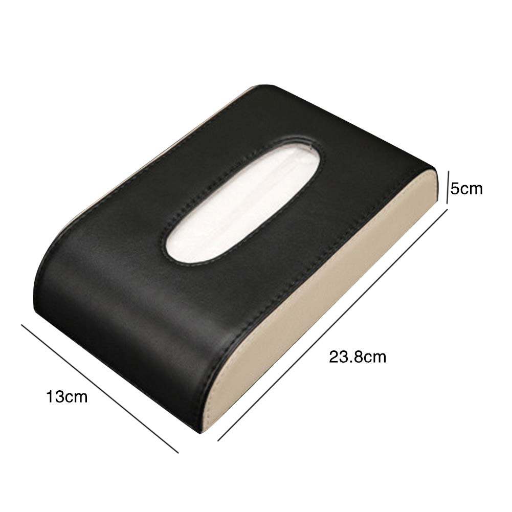 Premium PU Leather Car Tissue Box Holder - Black & Beige Car Organizer for Home, Office & Auto | Compact Tissue Dispenser for Cars, Desks & Countertops