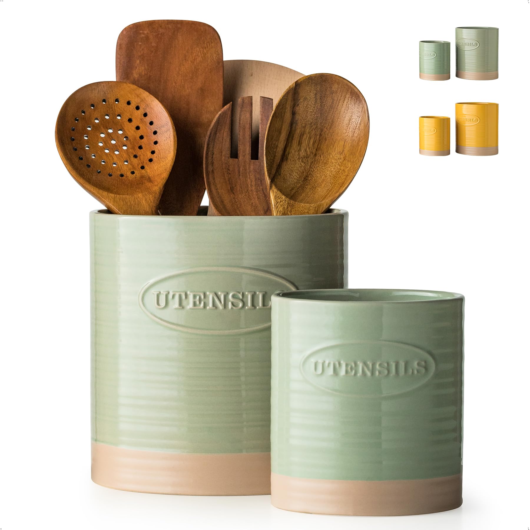 YHOSSEUN Ceramic Kitchen Utensil Holder Set of 2 - 6.7
