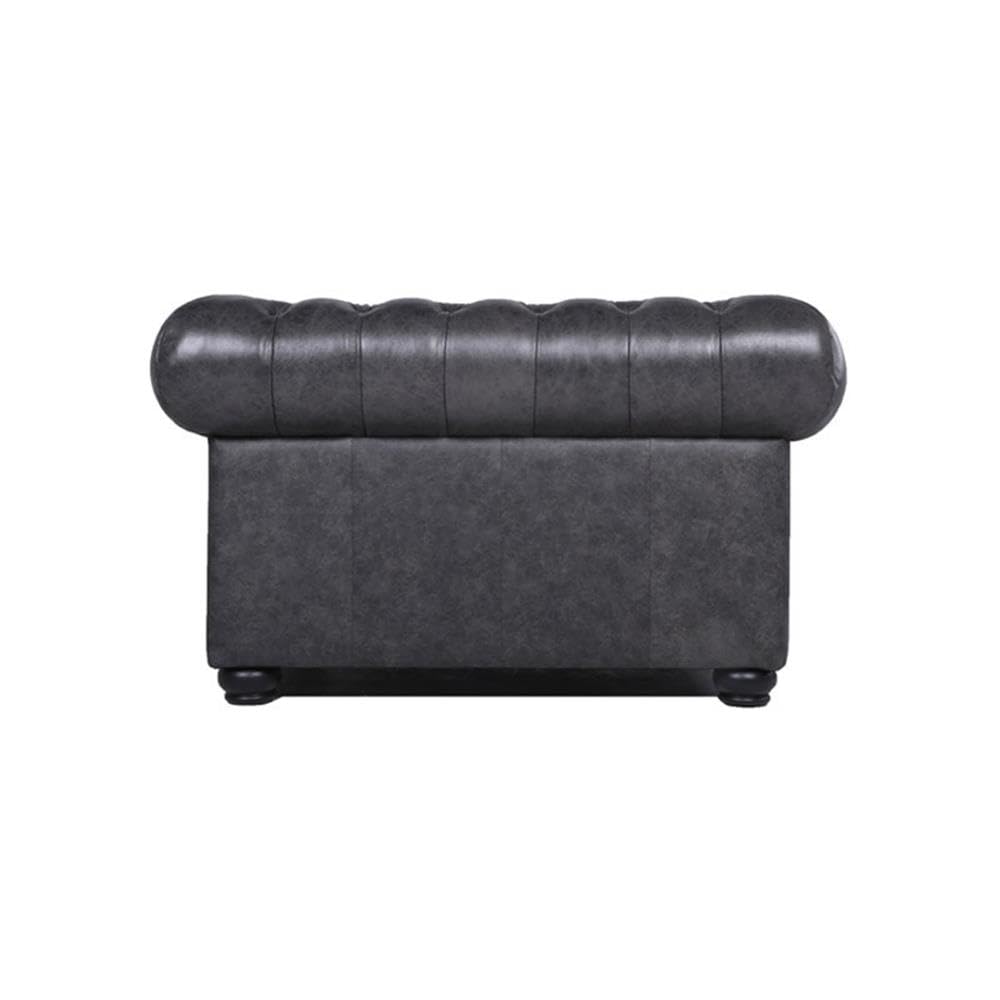 Home Square 2-Piece Gray Leather Chesterfield Accent Chair and Sofa Set - Perfect for Living Room, Office, or Study Decor