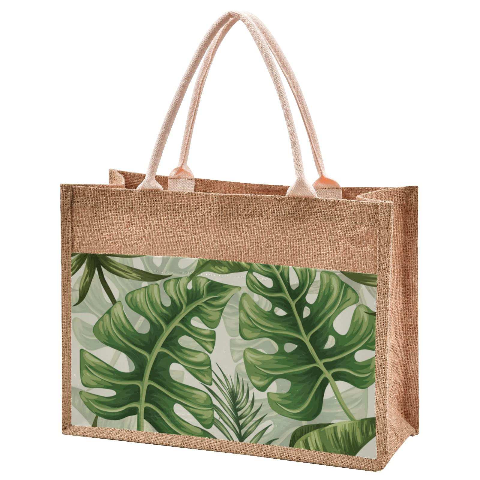 Sinestour Eco-Friendly Jute Tote Bag with Handles - Natural Burlap Beach Bag for Women | Perfect for Shopping, Groceries & Beach Outings