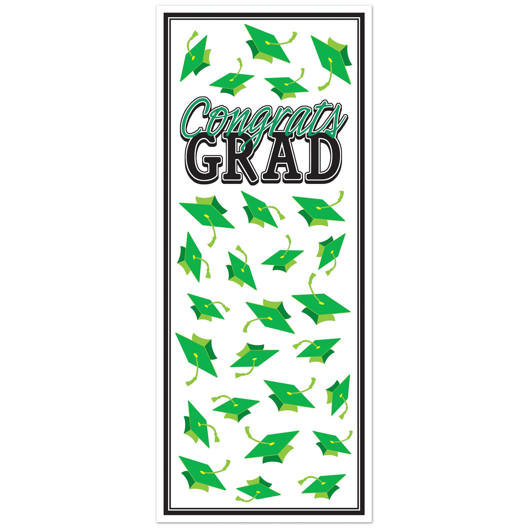 12 Pack Beistle Green Congrats Grad Door Cover - Graduation Party Decorations for Doors, Walls & Windows - Perfect for High School & College Graduation Celebrations