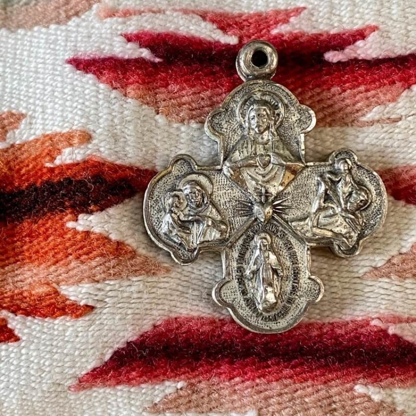 2-Piece Sterling Silver Devotional Cross Pendant Set - Four Way Religious Necklace Charm for Women & Men - Perfect for Church, Gifts & Everyday Faith Jewelry
