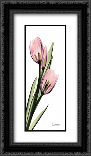 Albert Koetsier 12x18 Black Ornate Framed Double Matted Museum Art Print - Tulips in Pink Floral Painting - Perfect for Living Room, Bedroom & Office Wall Decor