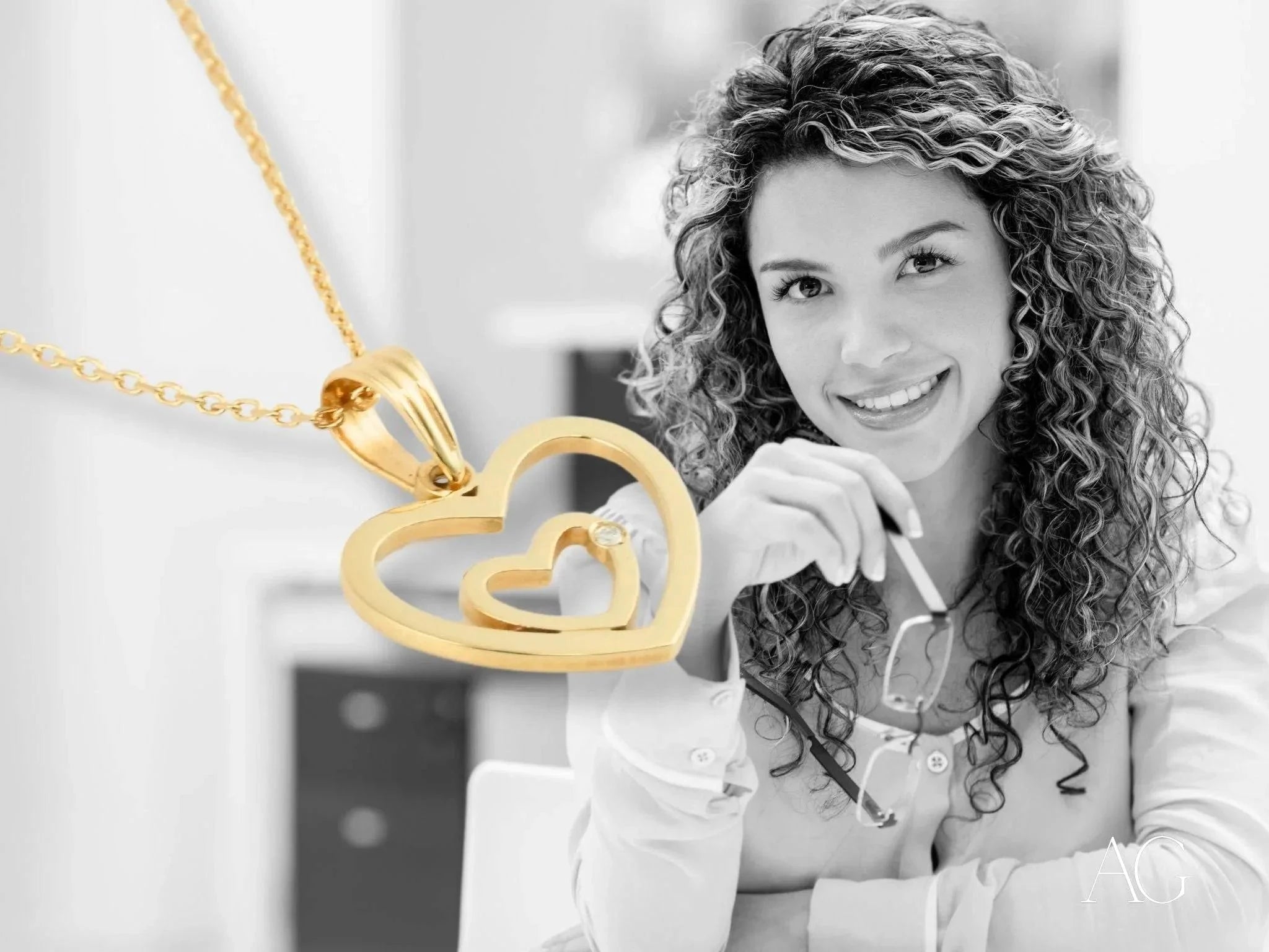 Diamond Heart Pendant Necklace - 14K Gold Plated Romantic Jewelry Gift for Women | Valentine's Day, Anniversary & Special Occasions