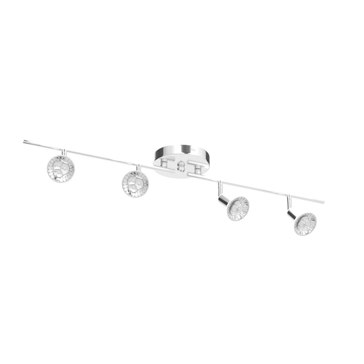 QCYUUI Modern 4-Light LED Track Lighting Kit - Adjustable Flush Mount Ceiling/Wall Spot Lights with Chrome Rotatable Heads - Includes 4×GU10 Bulbs - Perfect for Kitchen, Living Room, Dining Room & Retail Spaces