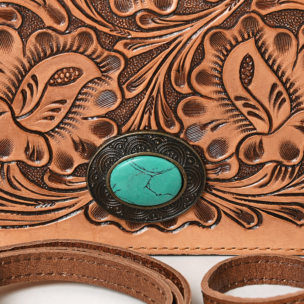 American Darling ADBG544 Genuine Leather Women's Western Wallet Handbag - Hand Tooled Cowhide Purse for Country Style, Rodeo & Everyday Use