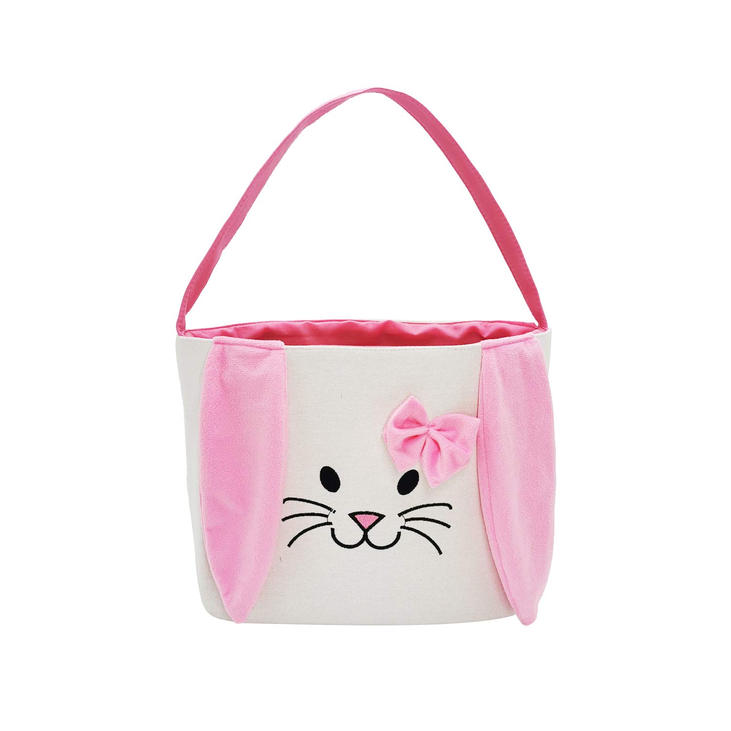 Easter Bunny Basket for Kids - Pink Easter Egg Hunt Bag with Fluffy Ears | Easter Party Supplies, Gift Baskets & Spring Decorations