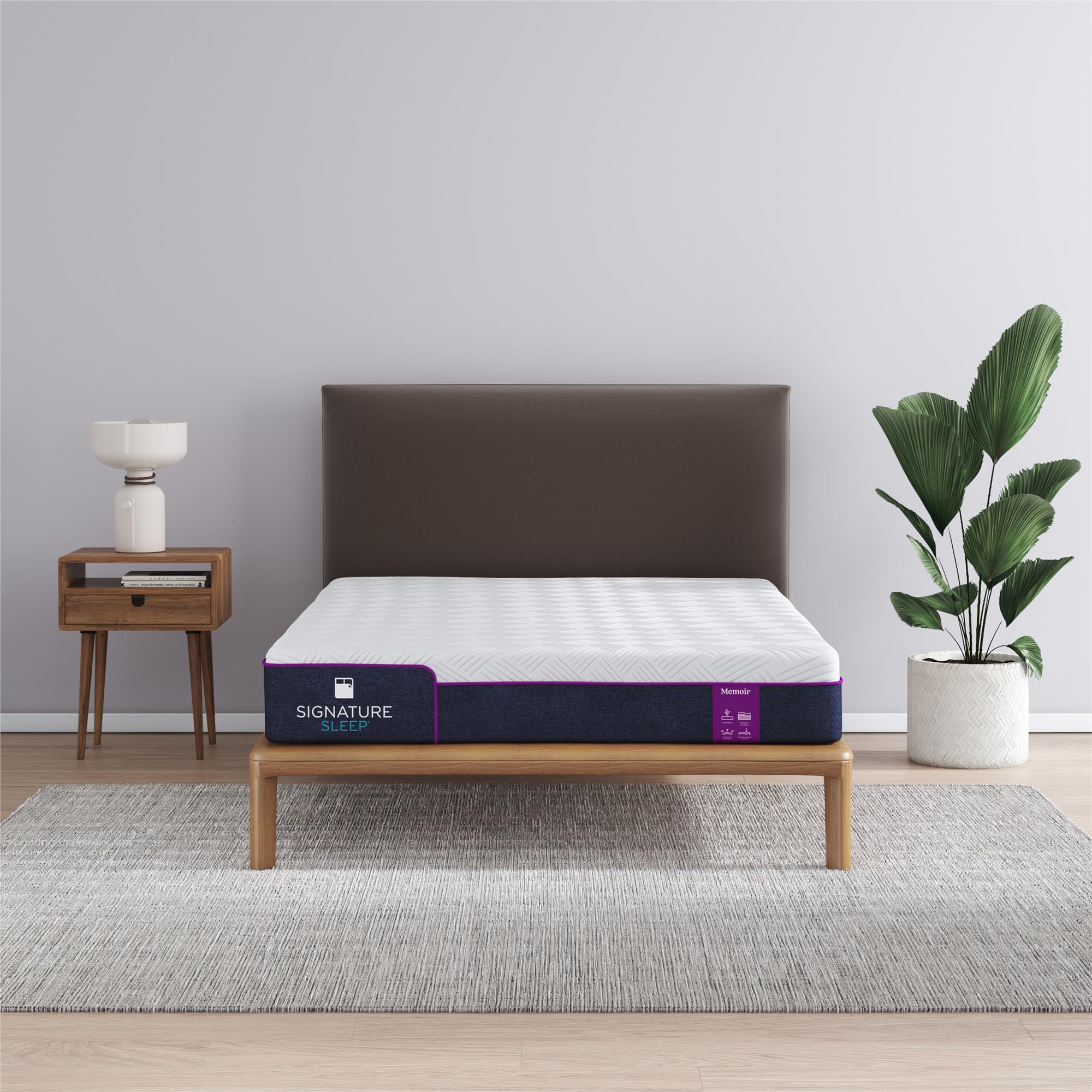 Signature Sleep Memoir 8 Inch Firm Memory Foam Mattress in a Box - CertiPUR-US & OEKO-TEX Certified - Full Size Bed Mattress for Back Pain Relief & Pressure Relief - Perfect for Guest Rooms, Dorms & Apartments