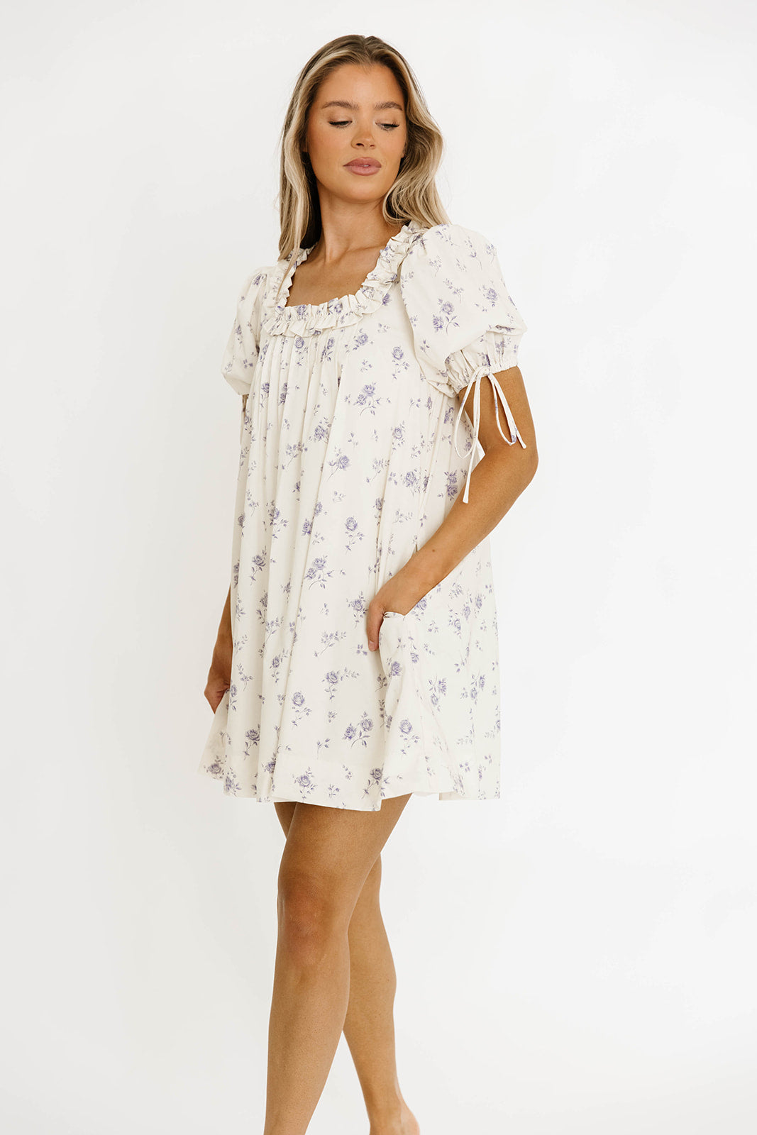 Minnie 100% Cotton Floral Babydoll Dress in Ivory - Cute Summer Dress for Women, Girls | Perfect for Beach, Vacation, and Casual Outings