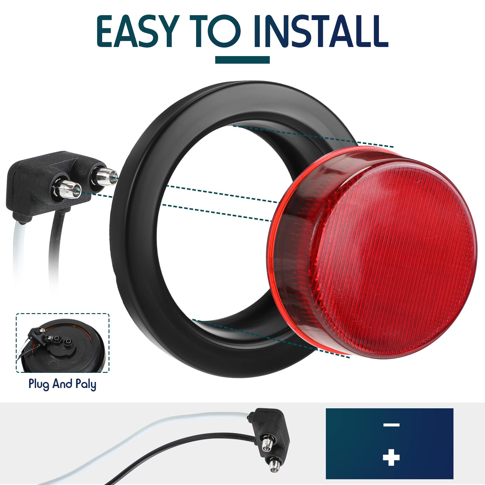 Retisee 16 Pcs 2.5 Inch Round Clearance Lights - 13 LED Waterproof 12V Flush Mount Marker Lamps for Trucks, RVs, Cars, Buses, Trailers, Vans, Caravans & Boats (Red/Amber) - Durable Side Marker Indicators for Enhanced Night Visibility & Safety