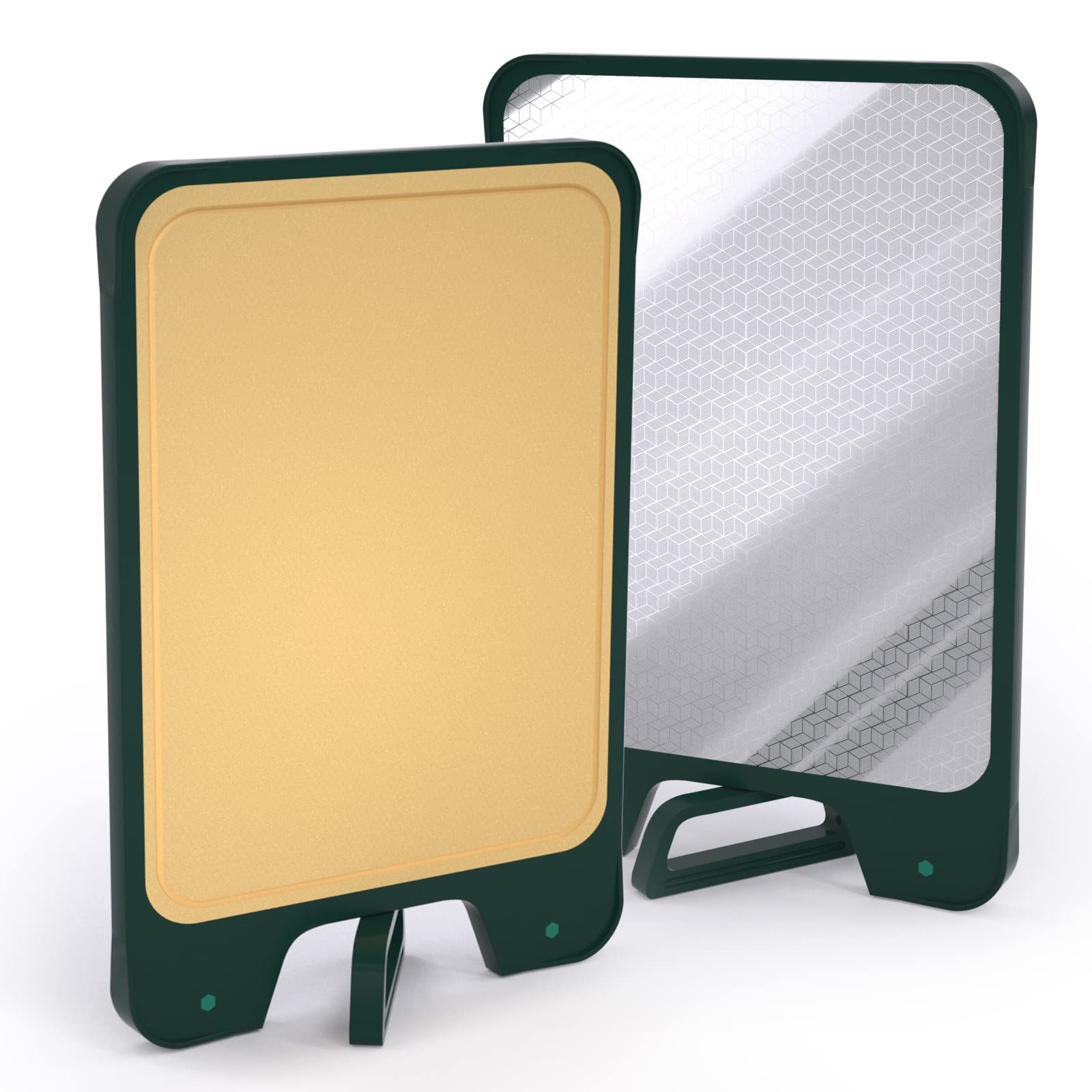 Premium Double-Sided 304 Stainless Steel Cutting Board with Stand - Large Plastic Chopping Board for Kitchen - Non-Slip Cooking Board with Deep Juice Groove - Dishwasher Safe - Perfect for Meat, Vegetables & Meal Prep