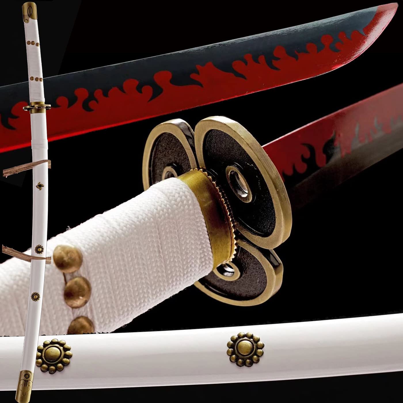 Handmade Roronoa Zoro Katana Sword - One Piece Anime Yama Enma Samurai Sword with Purple Blade - Perfect for Cosplay, Collectors, and Gift for Men & Women - Ideal for Anime Conventions, Martial Arts Training, and Home Decor