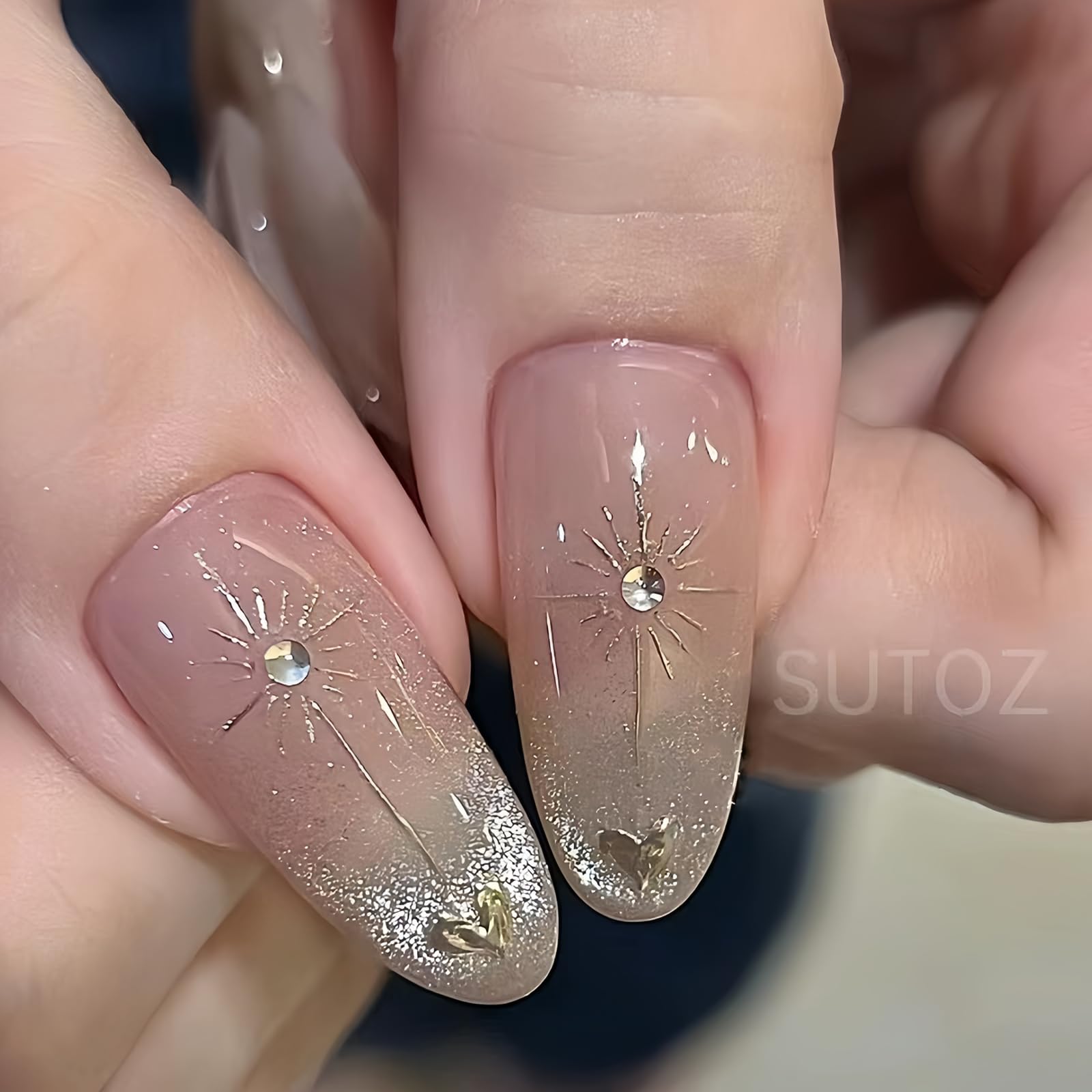 9 Sheets Self-Adhesive Nail Stickers, Butterfly Star Moon Sun Nail Art Decals, Gold Silver Manicure Design DIY Stickers for Women & Girls - Perfect for Parties, Weddings, and Everyday Nail Art