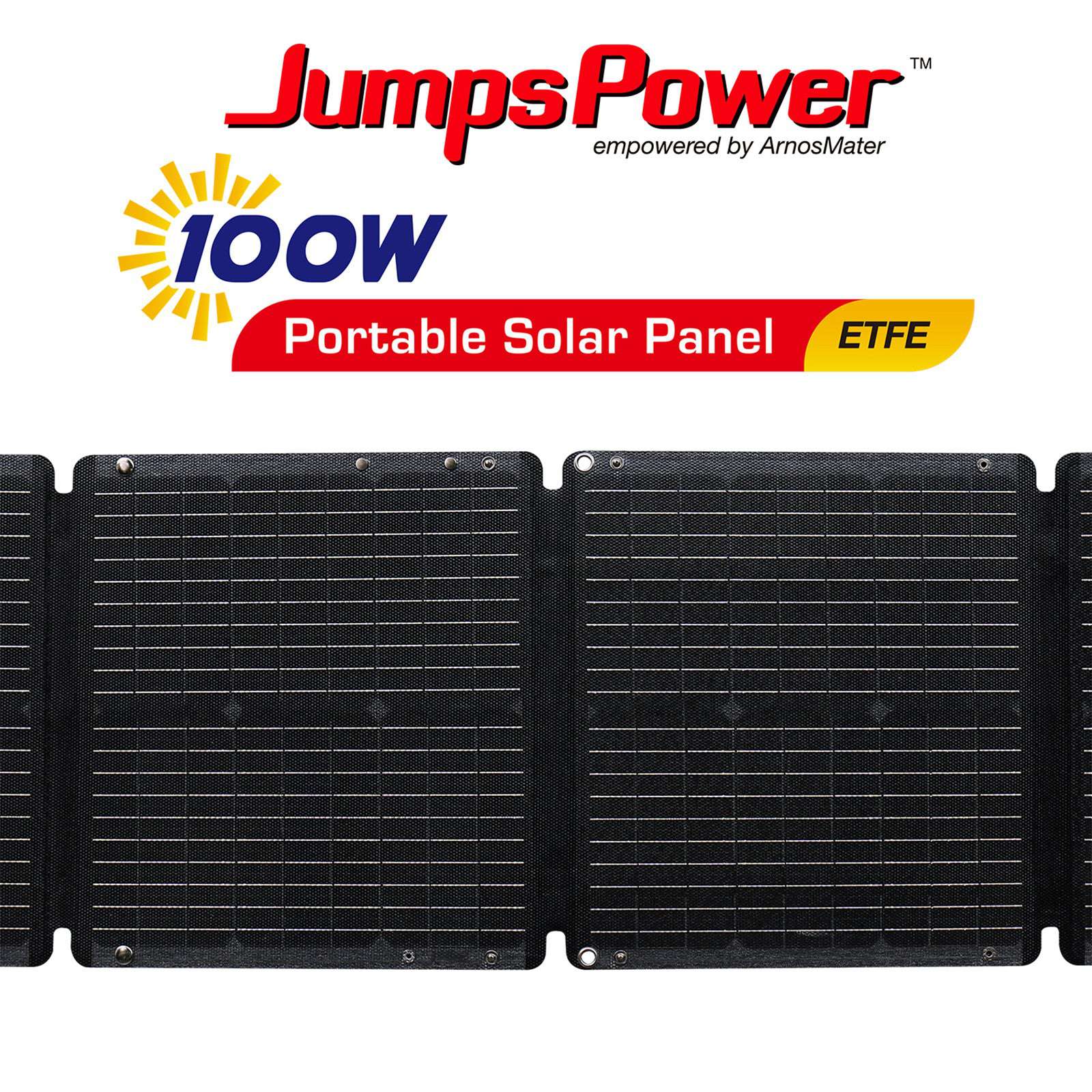 100W Portable Solar Panel Charger - Foldable & Lightweight for Outdoor Camping, Hiking, RV Trips | JumpsPower Solar Generator for Phones, Laptops, Emergency Power Supply