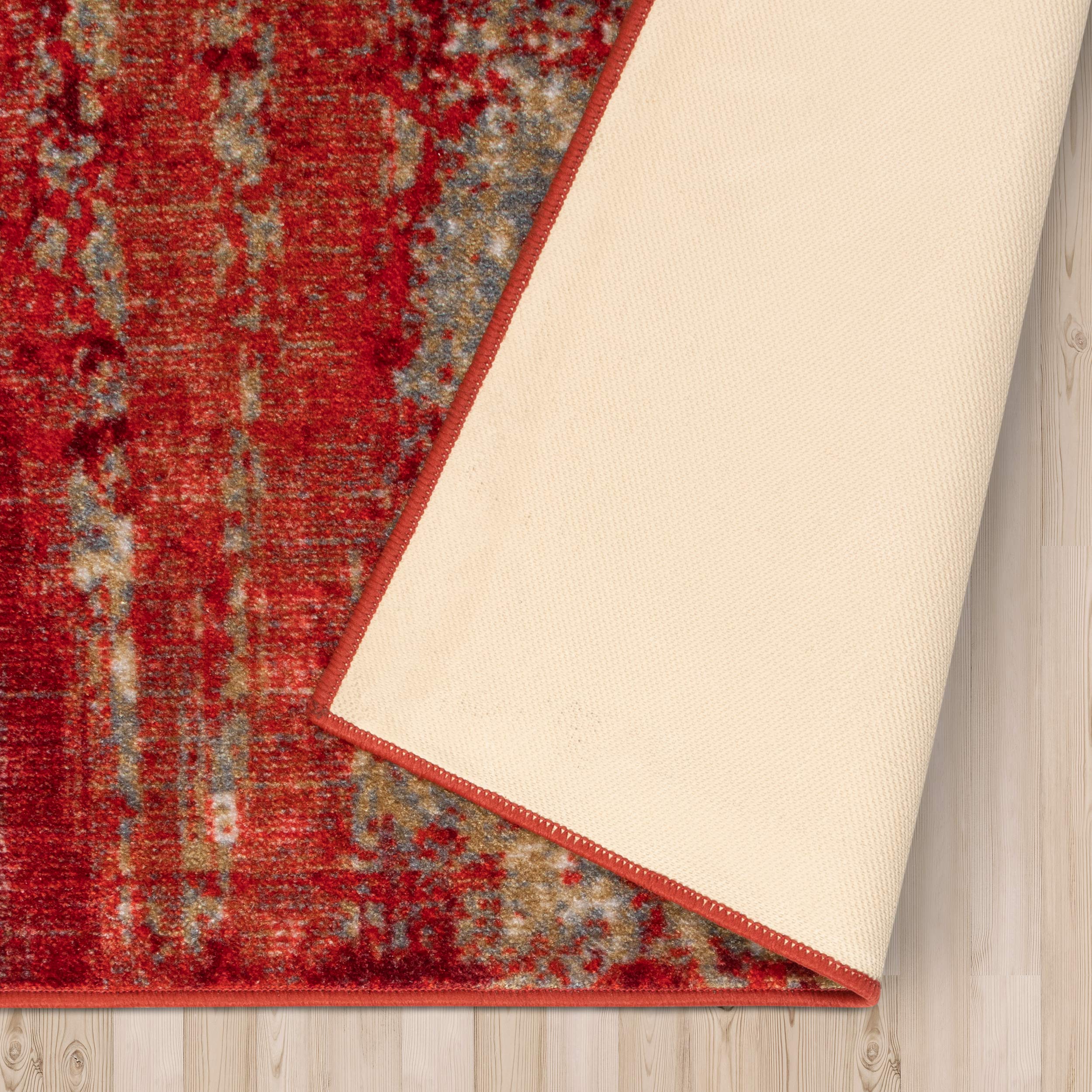 BLUENILEMILLS Artemisia Abstract Plush Indoor Area Rug 8x10 Feet - Non-Slip Foam Backing, Washable & Durable Modern Red Carpet for Living Room, Bedroom, Office Decor