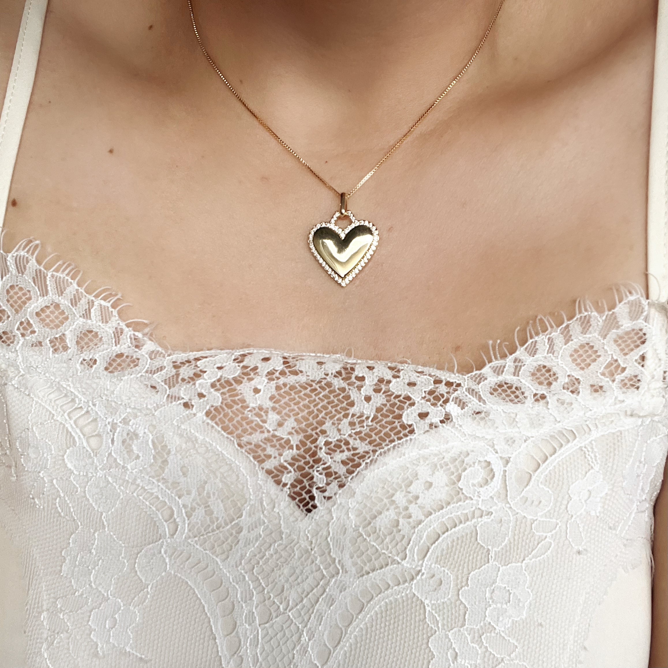 18K Gold Filled Heart Pendant Necklace with Cubic Zirconia Stones - Elegant Jewelry Gift for Women, Perfect for Valentine's Day, Anniversary & Special Occasions