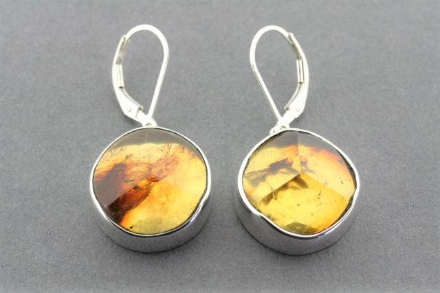Faceted Amber Circle Earrings - Sterling Silver Dangle Hoops for Women - Perfect for Casual Wear, Parties & Special Occasions