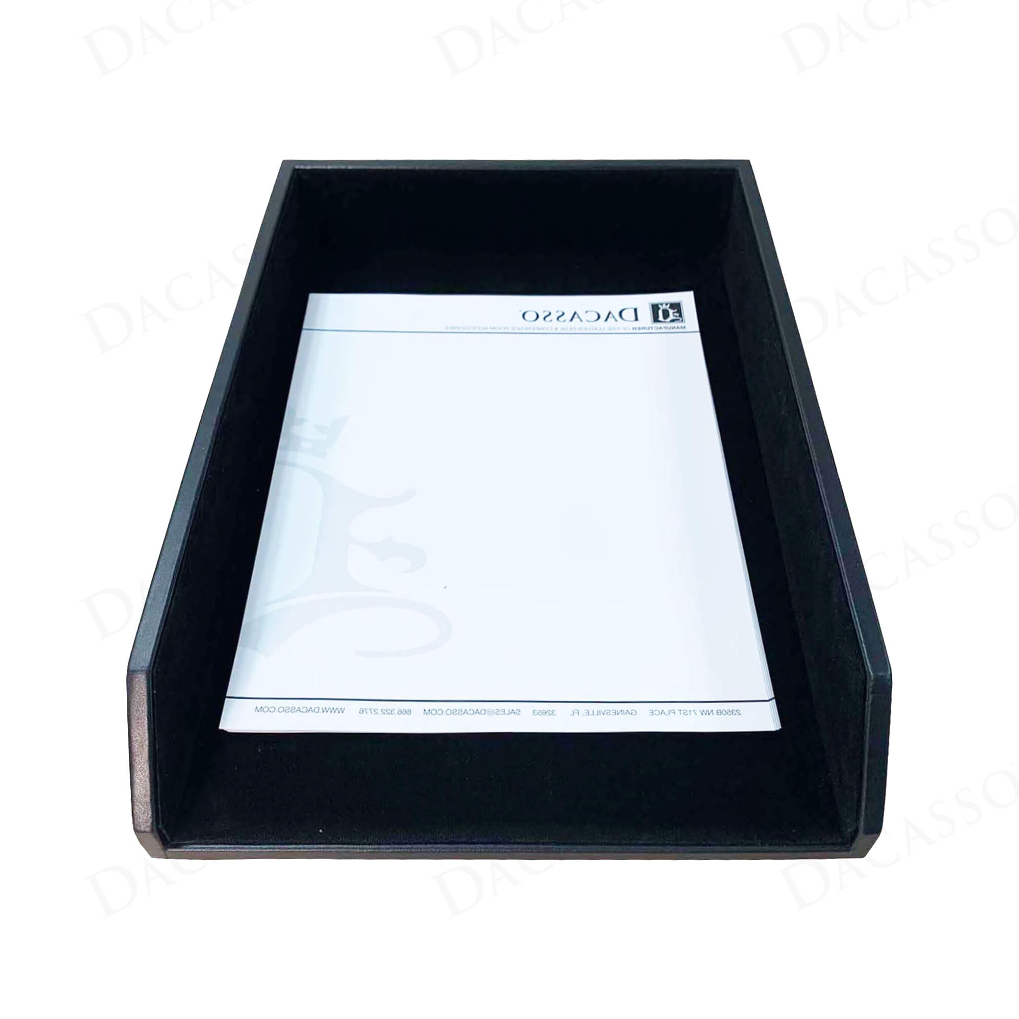 Dacasso Classic Black Leather Letter Tray - Legal Size Desk Organizer for Documents, Files & Office Supplies | Executive Office Decor & Paper Management Solution for Home or Business Workspace
