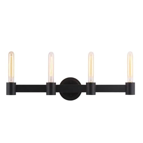 EGLO USA 204556A Matte Black Bathroom Vanity Light - 26.5 Inch Modern 4-Light Fixture from Broyles Collection - Perfect for Bathroom Makeover, Powder Room Lighting & Dressing Area Illumination