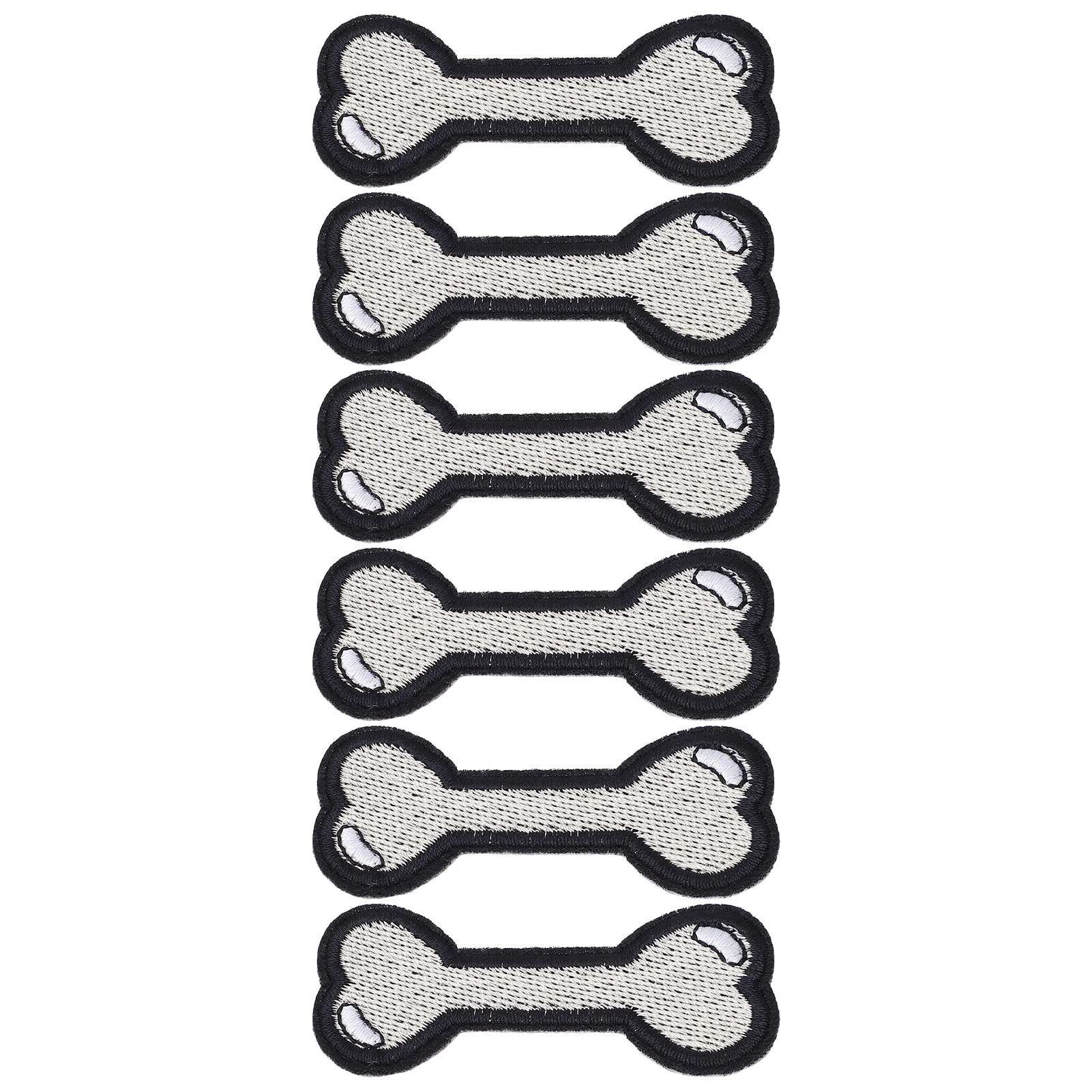 Gaeirt DIY Iron-On Patches Pack - 6PCS Hot Glue Dog Bone Design (6x2.7cm) for Clothing, Backpacks & Jackets - Perfect for Customizing Denim, Jeans & School Bags
