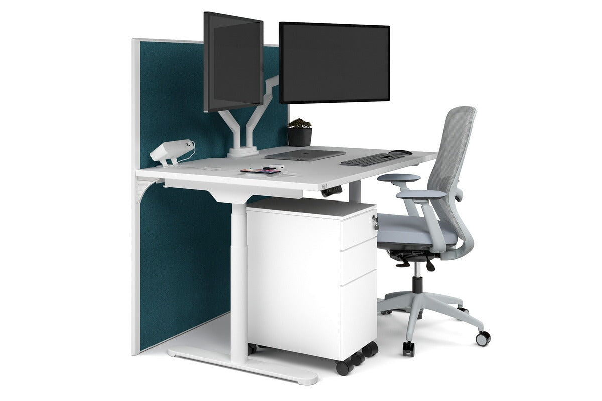 Flexi Premium Height Adjustable Single Workstation Desk - 1200L x 800W with Cable Management Scallop | Ergonomic Standing Desk for Home Office & Workspace