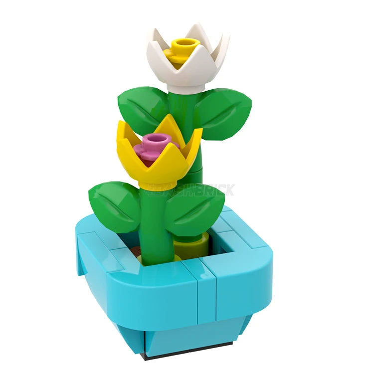 LEGO Brickanicals #6 Yellow & White Lily Building Kit [MiniMOC] - Creative Botanical Flower Set for Home Decor, Gift & STEM Learning