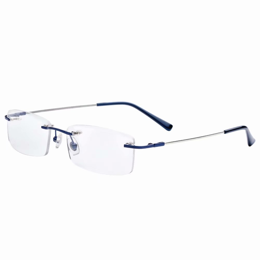 Lightweight Rimless Reading Glasses +6.00 Strength - Blue Frame Readers for Men & Women - Perfect for Reading, Computer Work & Close-Up Tasks