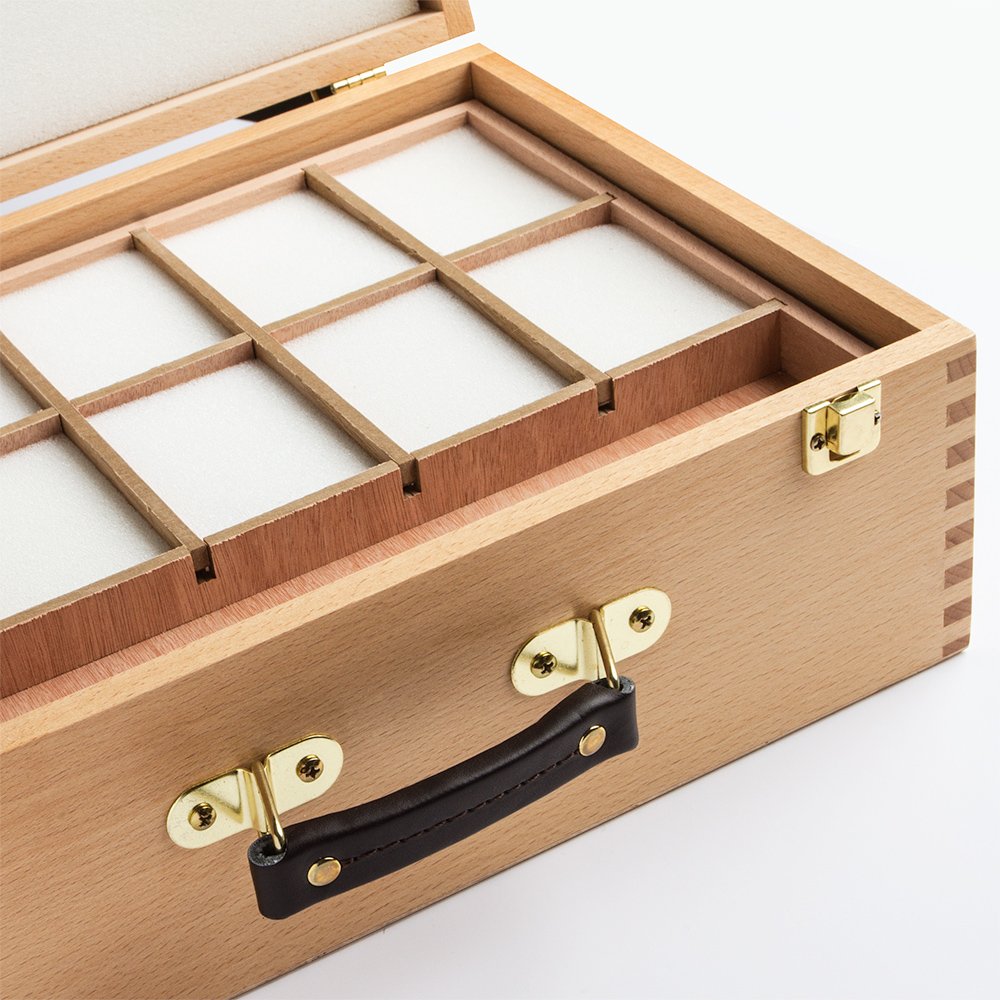 Loxley 360 x 280 x 135mm Hardwood Artist Wooden Storage Box with 4 Trays for Pastels - Natural Finish | Perfect for Artists, Students & Professional Sketching Supplies Organization