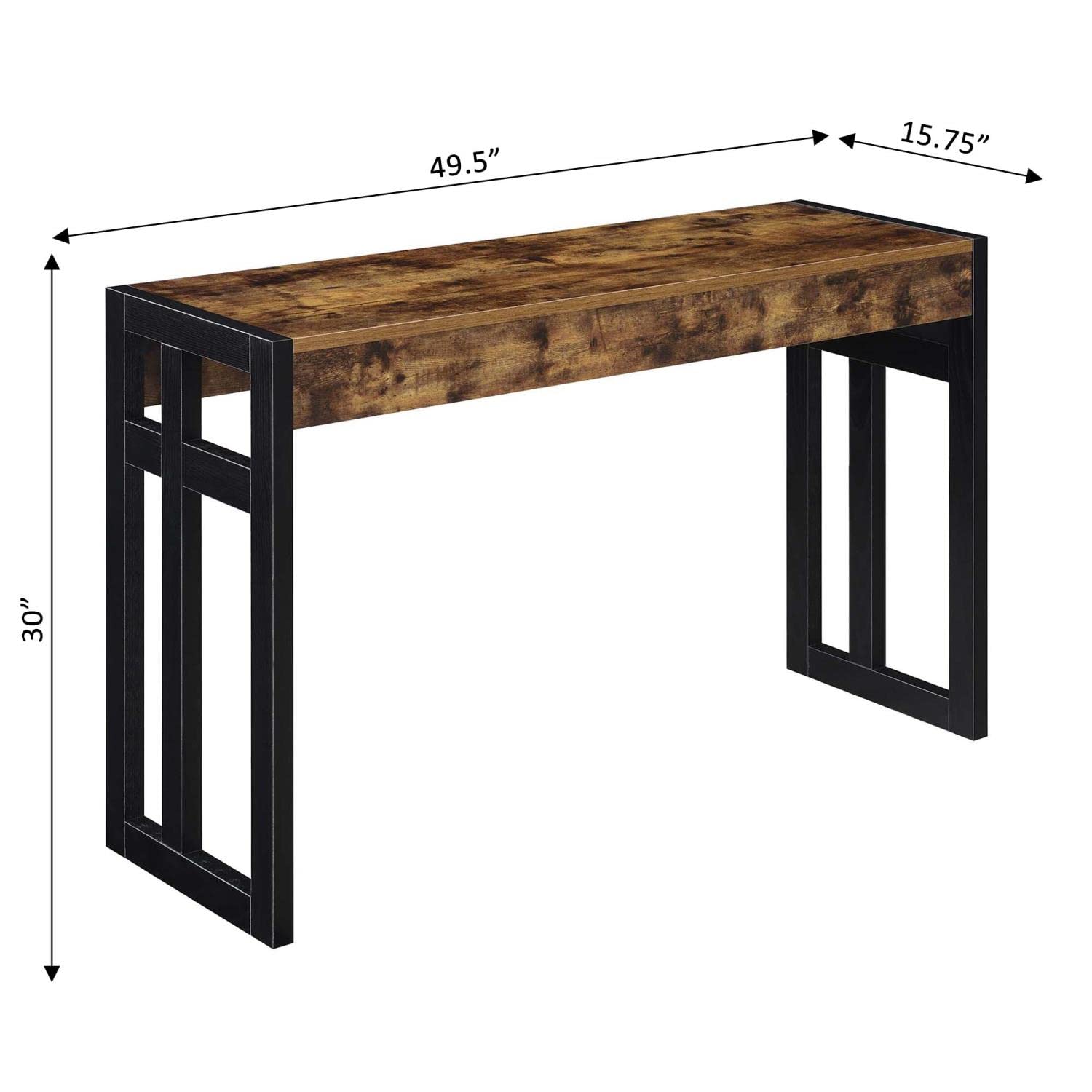 Convenience Concepts Monterey Console Table - Barnwood & Black Finish - Entryway, Living Room, or Hallway Accent Furniture for Home Decor