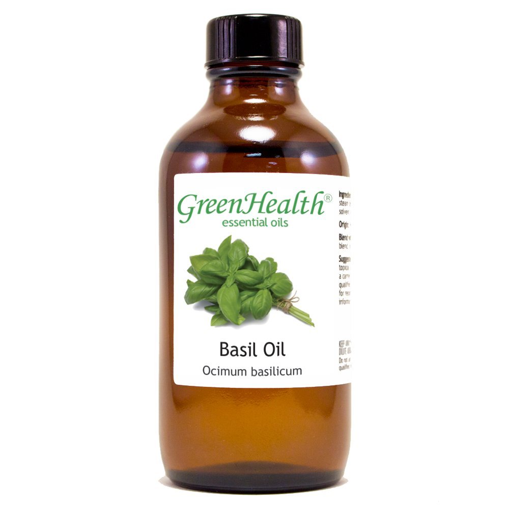100% Pure Basil Essential Oil - 4 fl oz in Amber Glass Bottle with Cap - Aromatherapy, Stress Relief & Skin Care - Perfect for Diffusers, Massage & DIY Beauty Products