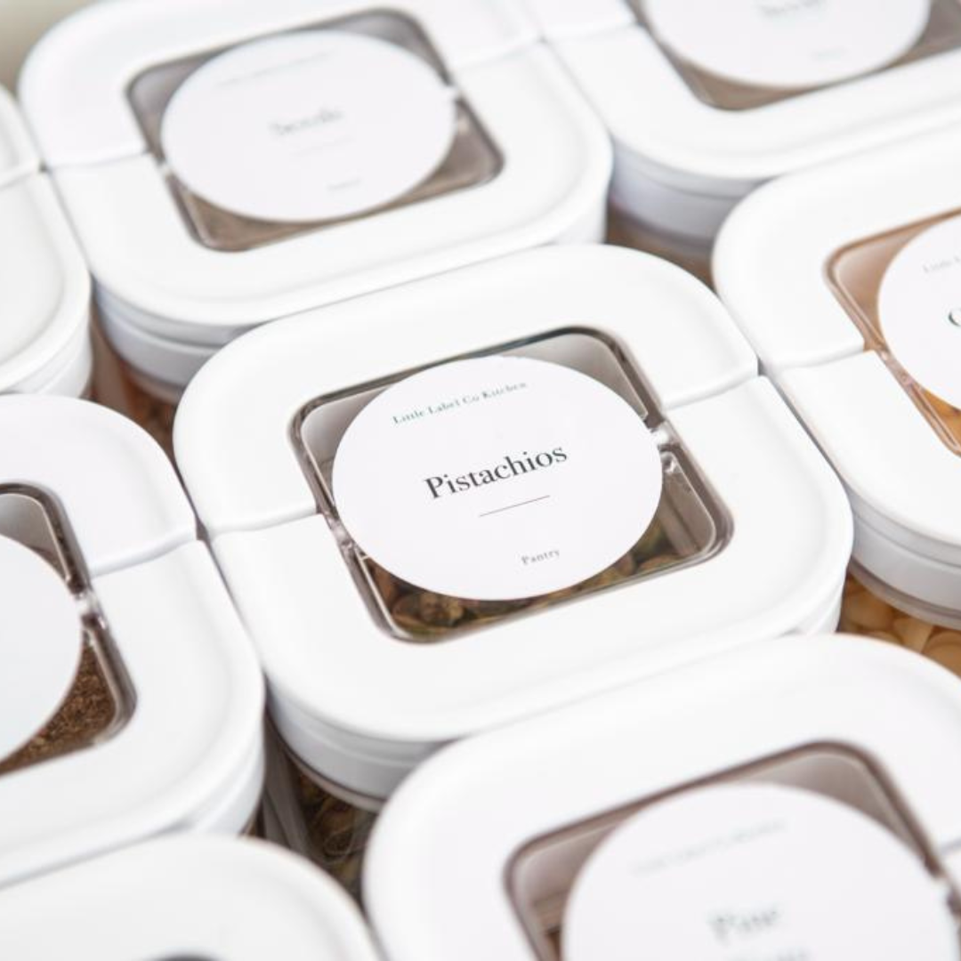 114 Pack Round Pantry Stickers for Kitchen Organization - Food Storage Labels for Jars, Containers & Spice Bottles - Perfect for Home, Office & Restaurant Use