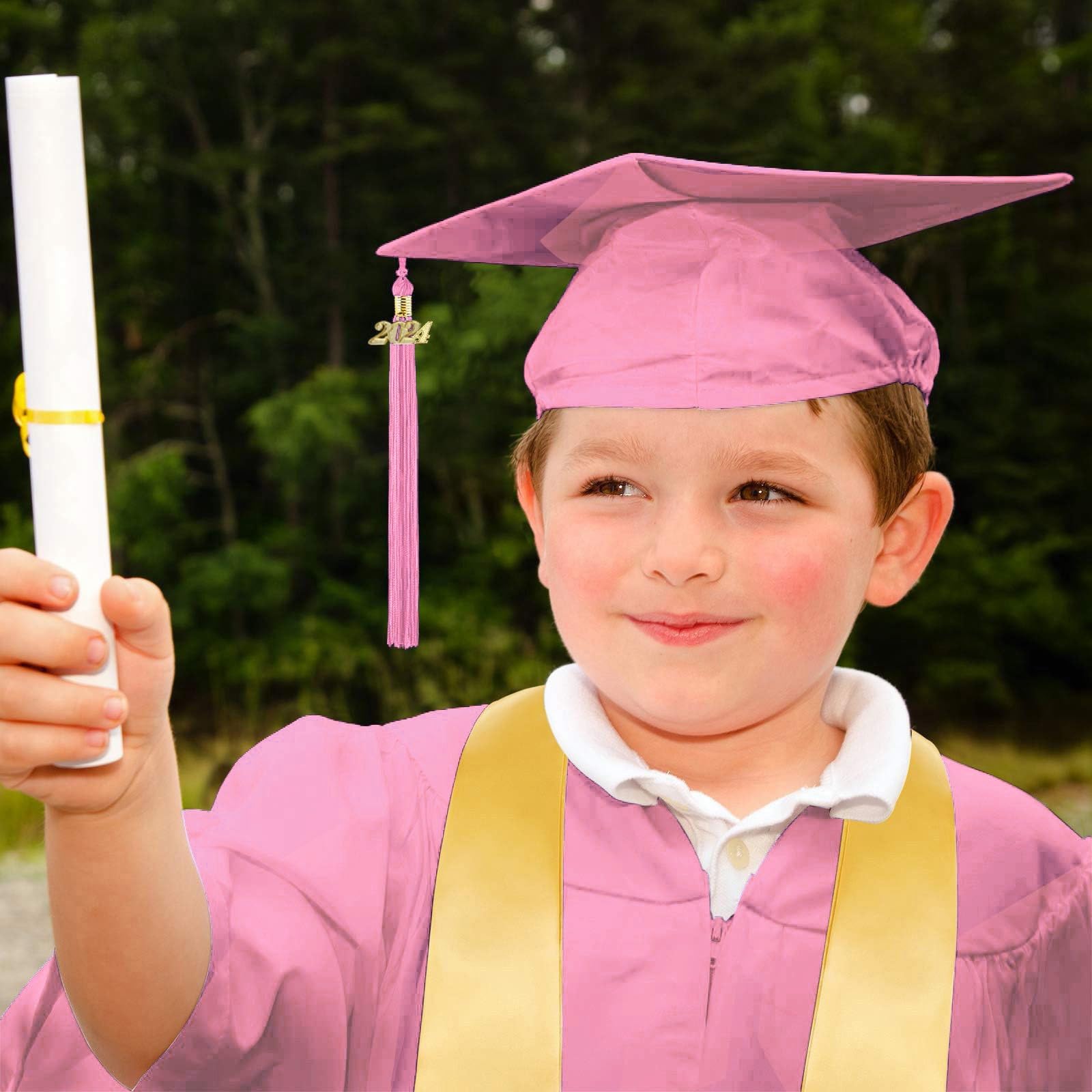 2024 Kids Graduation Cap & Gown Set for Preschool, Pre-K, Kindergarten & 5th Grade - Boys & Girls Graduation Outfit with Stole & Tassel - Perfect for School Ceremonies, Photo Shoots & Special Occasions