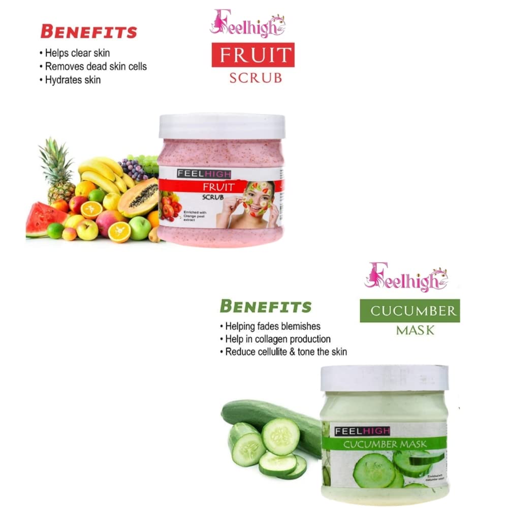 Feelhigh Exfoliating Face & Body Scrub with Cucumber Mask Set - Natural Skincare for Glowing Skin - Perfect for Spa Days & At-Home Self Care
