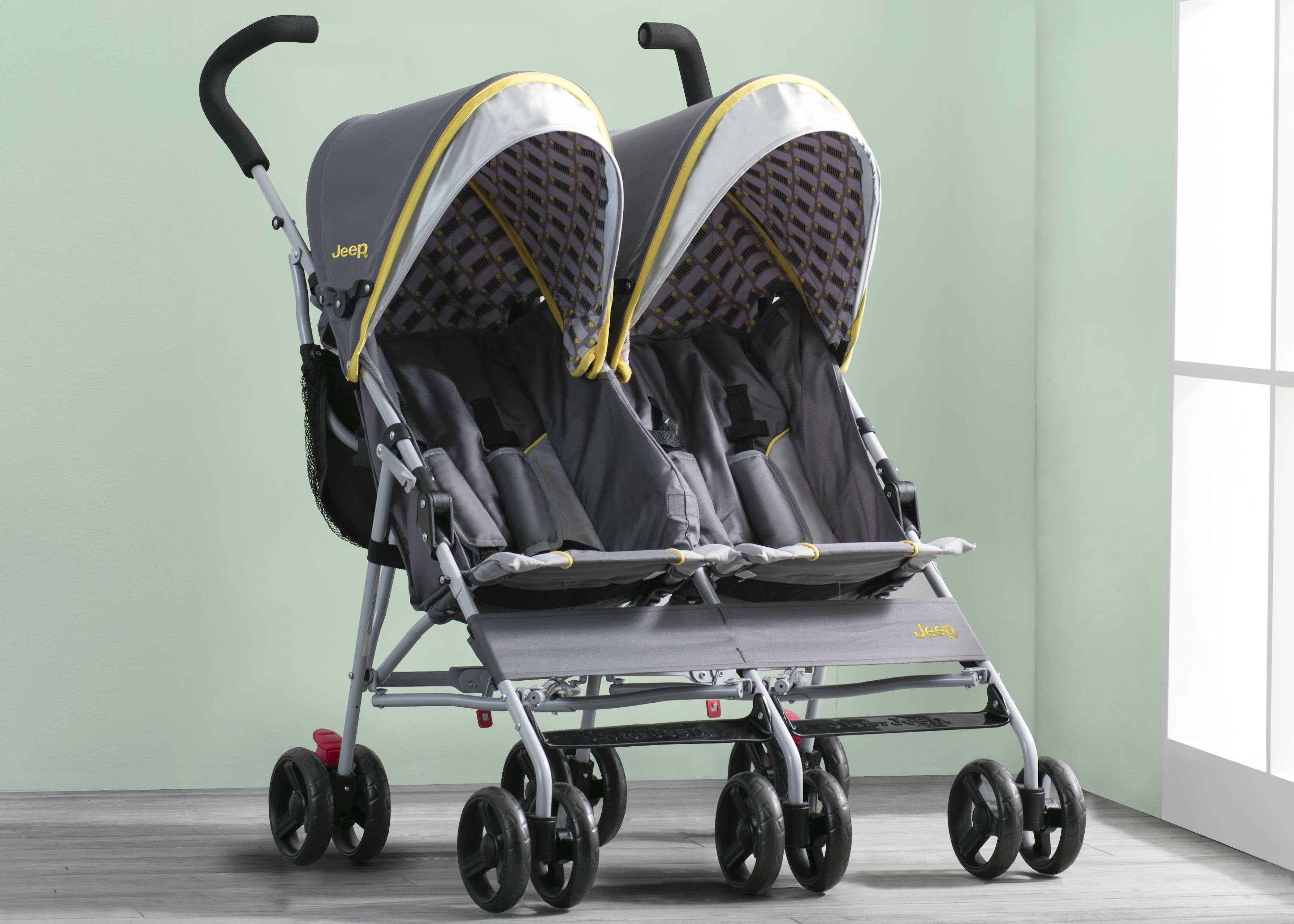 Jeep® Scout Double Stroller - Lightweight & Durable Side-by-Side Baby Stroller for Twins - Perfect for Shopping, Travel & Outdoor Adventures