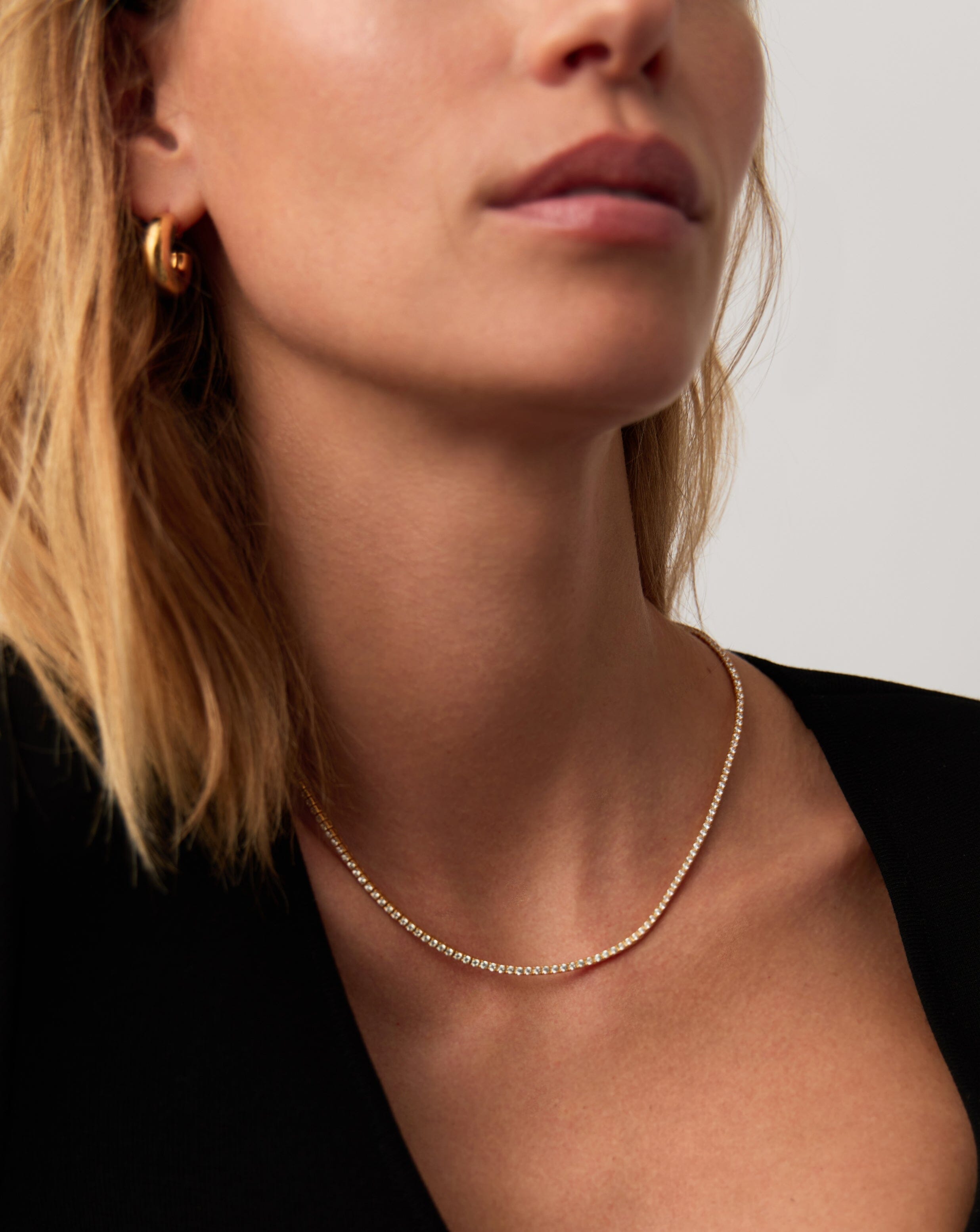 18K Gold Vermeil Classic Tennis Necklace with Cubic Zirconia - Elegant Jewelry for Women, Perfect for Weddings, Parties & Special Occasions