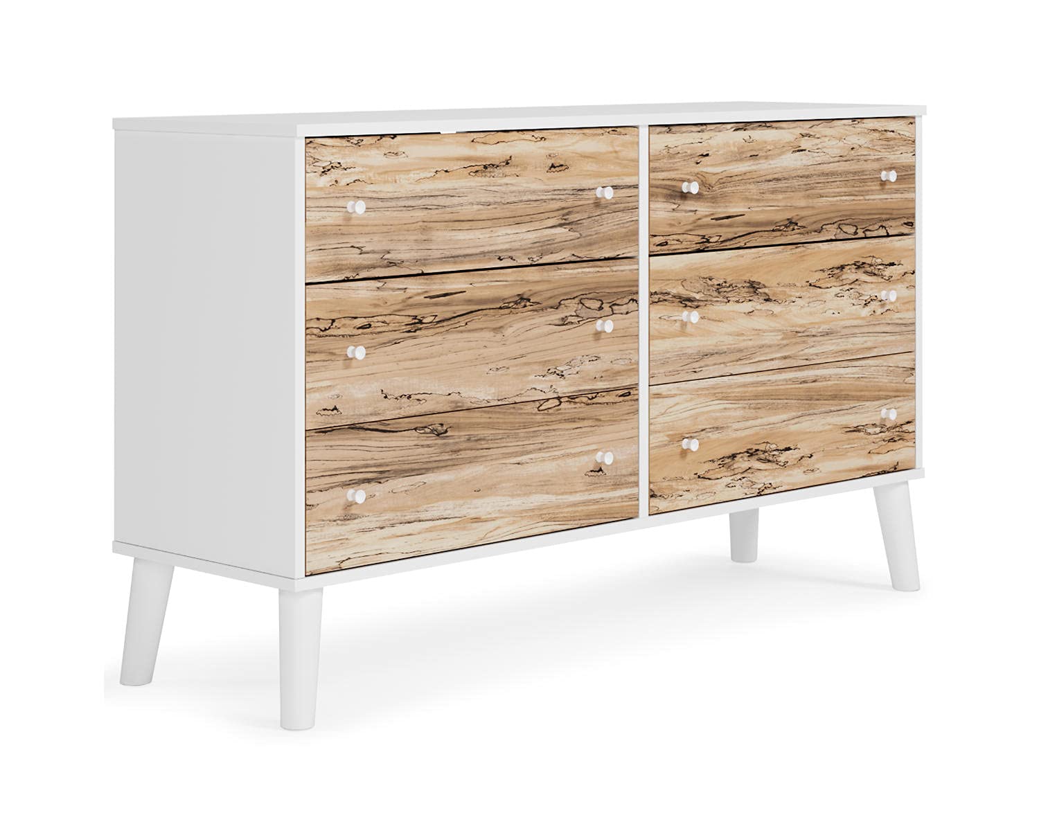 Signature Design by Ashley Piperton Scandinavian 6-Drawer Dresser - Two-Tone White Finish - Modern Bedroom Storage Solution for Home Organization & Decor