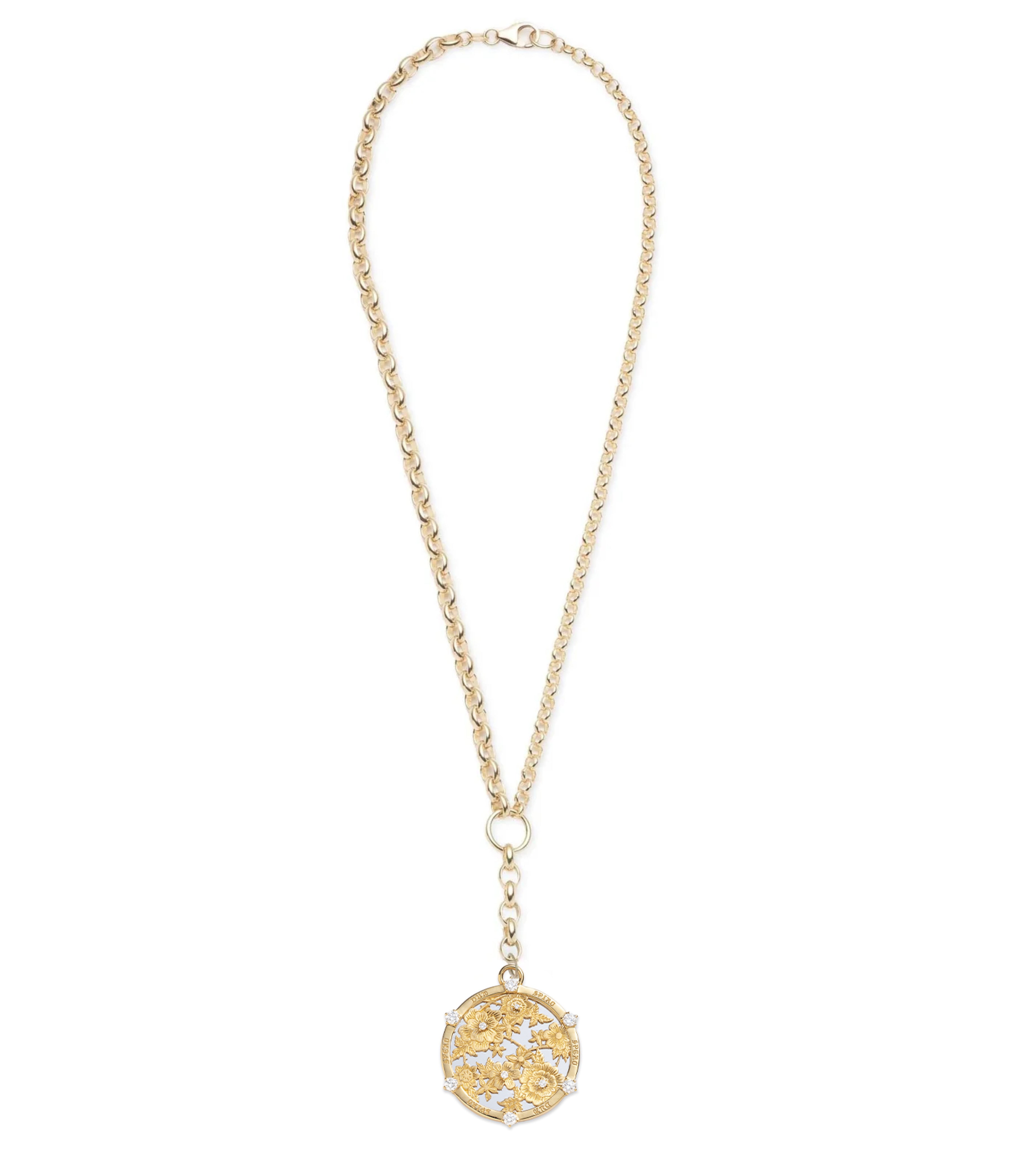 Floral Screen Resilience Heavy Mixed Belcher Necklace in Yellow Gold - Elegant Statement Jewelry for Women, Perfect for Weddings, Parties & Special Occasions