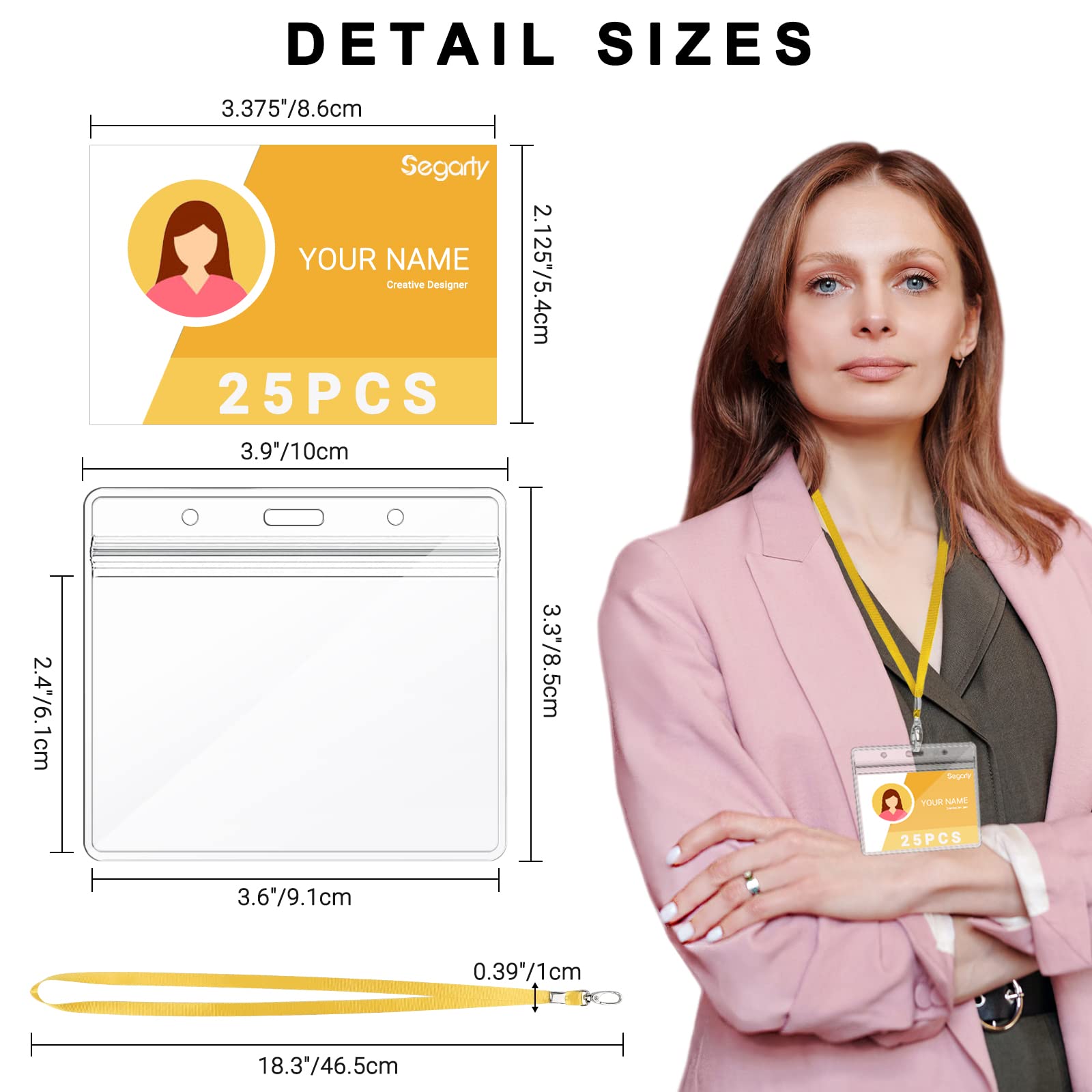 Segarty 25 Pack ID Lanyards with Clear Badge Holders - Waterproof & Durable for Work, School & Events