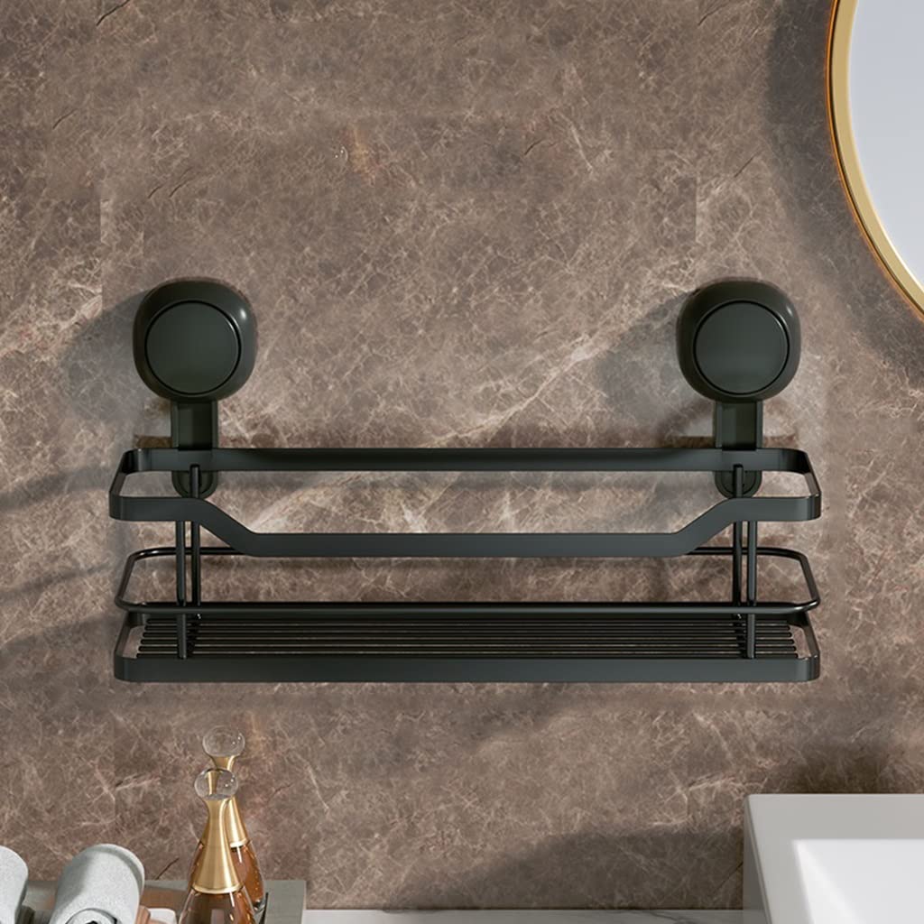 XXZY Shower Caddy Organizer - Bathroom Wall Mounted Storage Shelf with Suction Cups, Rust-Free Punching Rack for Shampoo, Soap & Toiletries - Perfect for Small Bathrooms, Apartments & Dorm Rooms (Black)