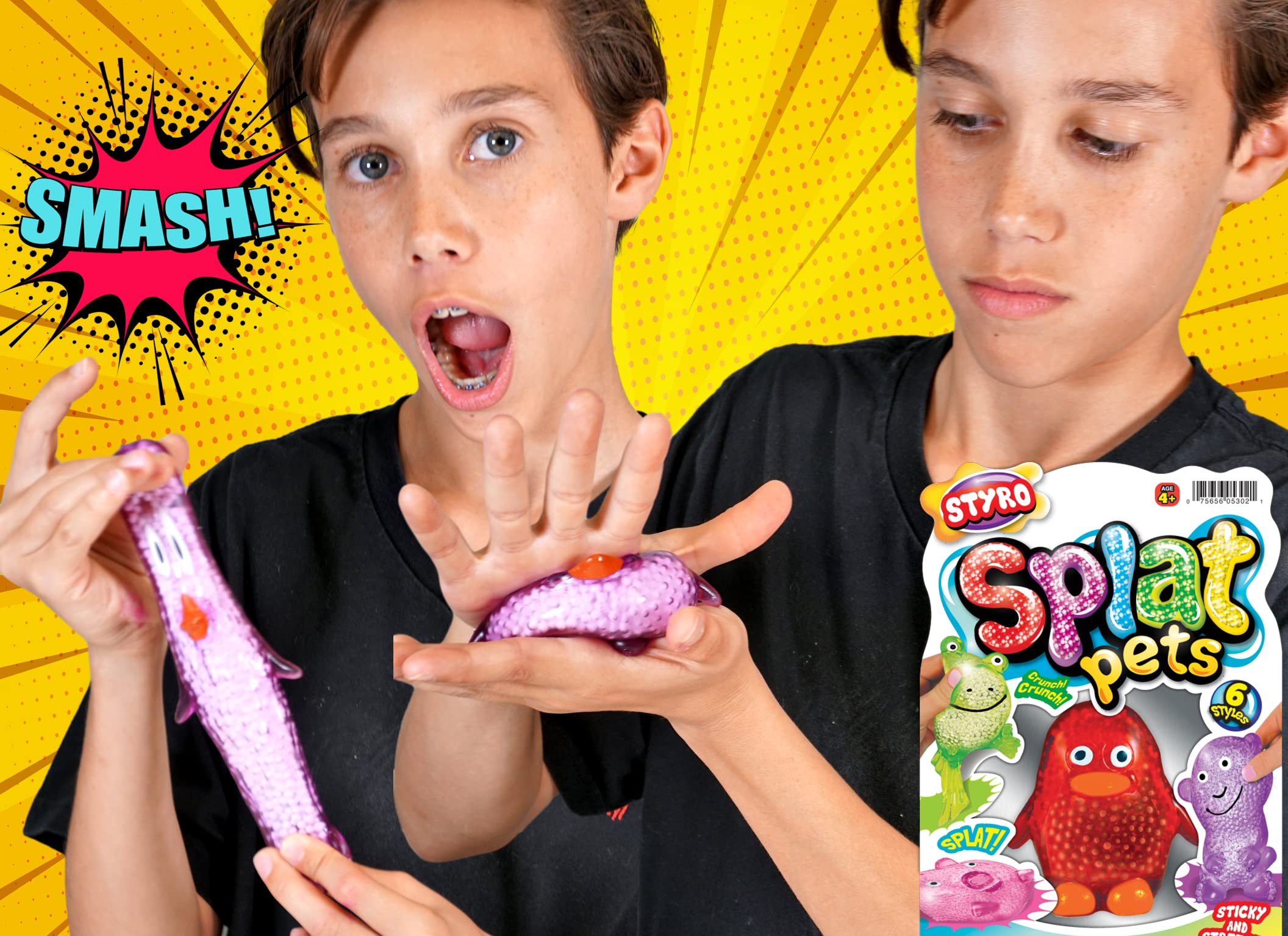 Ja-Ru's Splat Pets - 6 Pack Animal Stress Balls for Kids & Adults | Sensory Fidget Toys with Styrofoam Beads | Anxiety Relief & Party Favors | Perfect for Christmas Stocking Stuffers, Classroom Rewards & Office Stress Relief