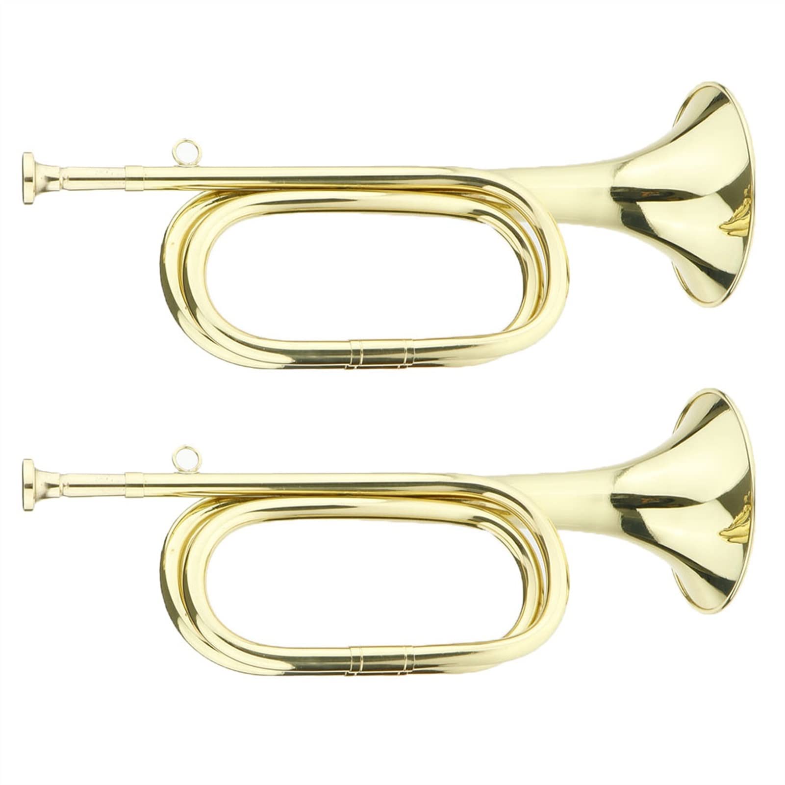 Set of 2 Kids Brass Trumpet Marching Bugle - Musical Instrument for Children's Band Practice & Birthday Gifts | Perfect for School Parades, Music Lessons & Beginner Musicians