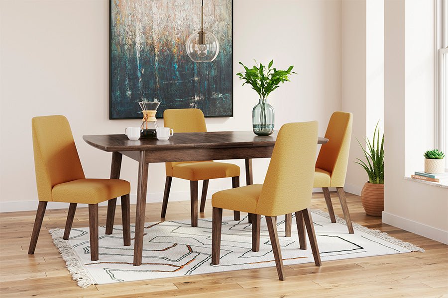 Lynn Mustard Dining Chairs Set of 2 - Modern Upholstered Kitchen Chairs with Wooden Legs - Perfect for Dining Room, Kitchen, Breakfast Nook & Small Spaces