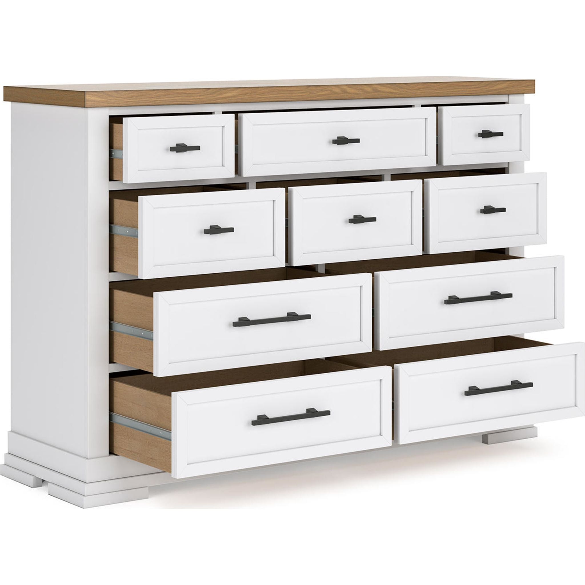 Ashbryn White and Natural Wood Dresser - Modern 6-Drawer Chest for Bedroom, Living Room, or Nursery Storage