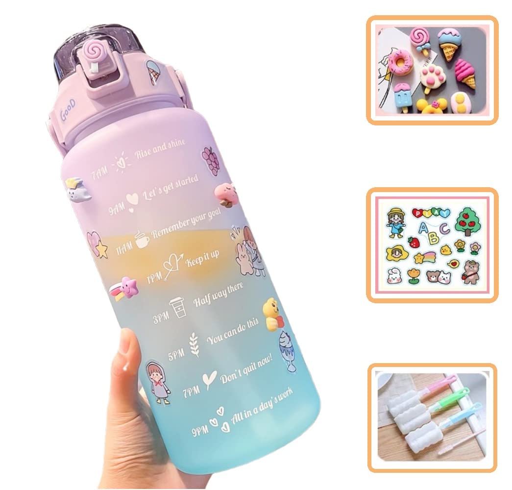 68oz Motivational Water Bottle with Time Marker & Scale - BPA-Free Leakproof Plastic Jug for Gym, Fitness & Outdoor Sports - Ideal for Hydration Tracking at Work, School & Hiking