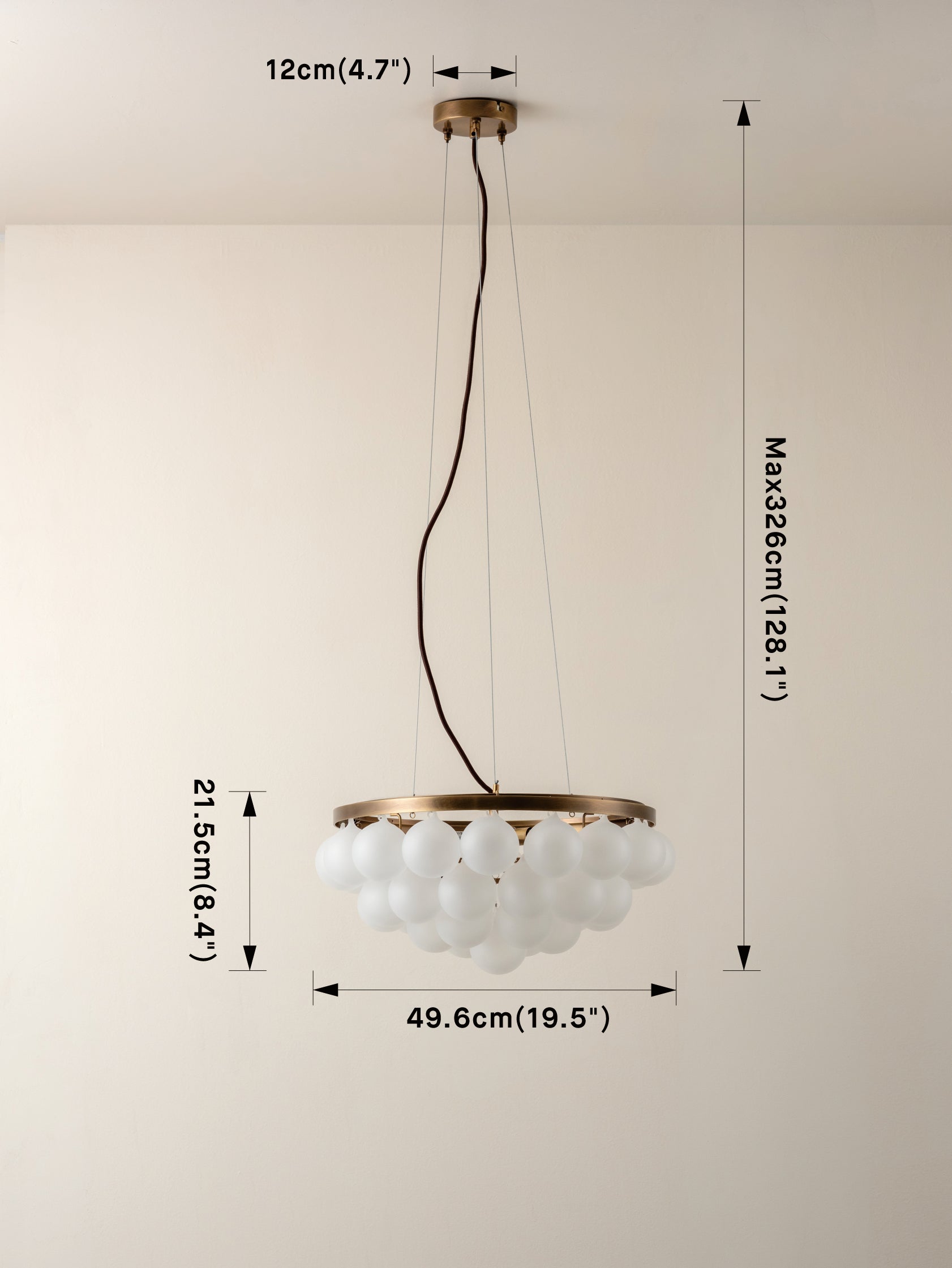Cloudia 3-Light Small White Frosted Brass Chandelier - Elegant Ceiling Light Fixture for Dining Room, Bedroom, or Living Room Decor
