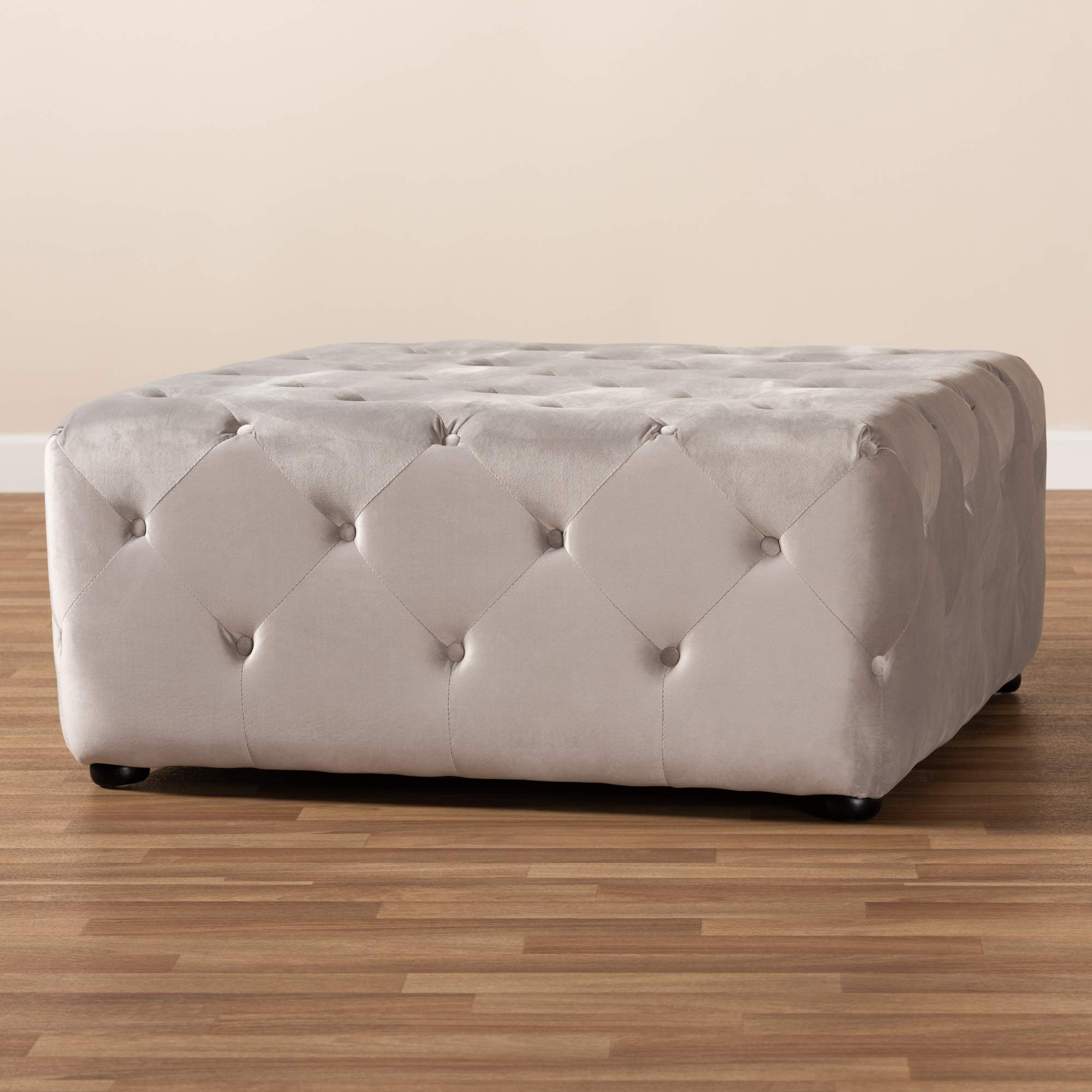 Baxton Studio Modern Slate Gray Ottoman - Versatile Footrest, Extra Seating & Storage for Living Room, Bedroom, or Office