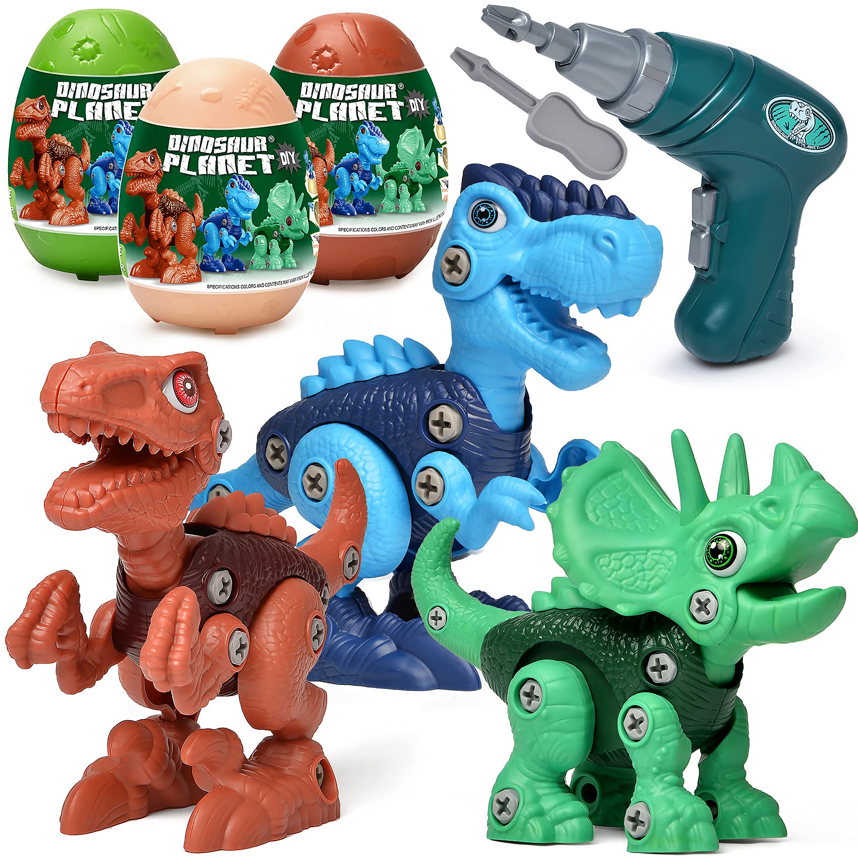STEM Dinosaur Building Toys for Kids Ages 6-10 - Take Apart Dinosaur Set with Electric Drill - Educational Construction Learning Toy - Perfect Birthday & Easter Gift for Boys & Girls - Great for STEM Learning, Creative Play & Dinosaur-Themed Parties