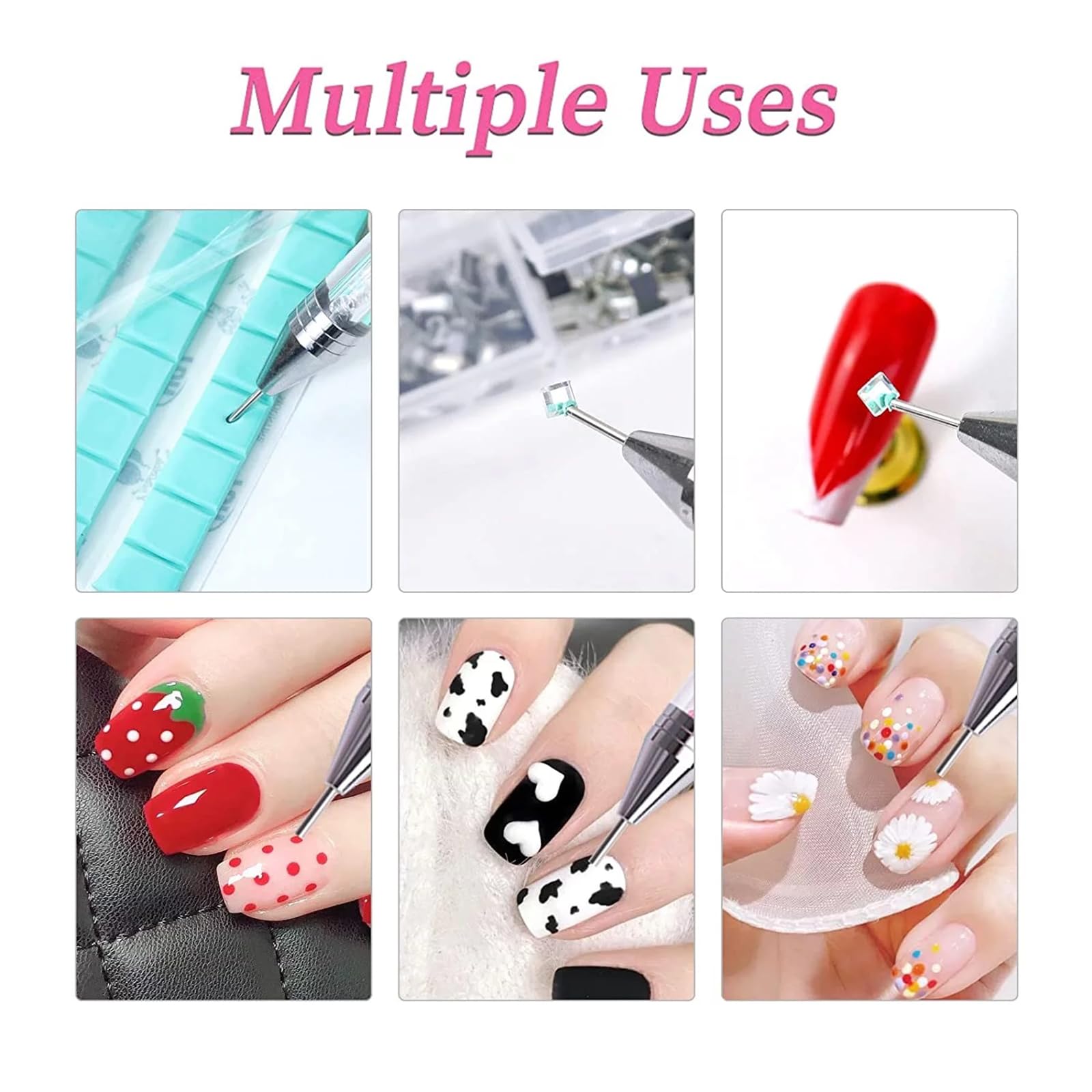 Rhinestone Picker Tool with 6 Wax Tips - Dotting Pen for Nail Art, Rhinestone Applicator & Pickup Tool - Perfect for DIY Nail Designs, Crafting, and Jewelry Making
